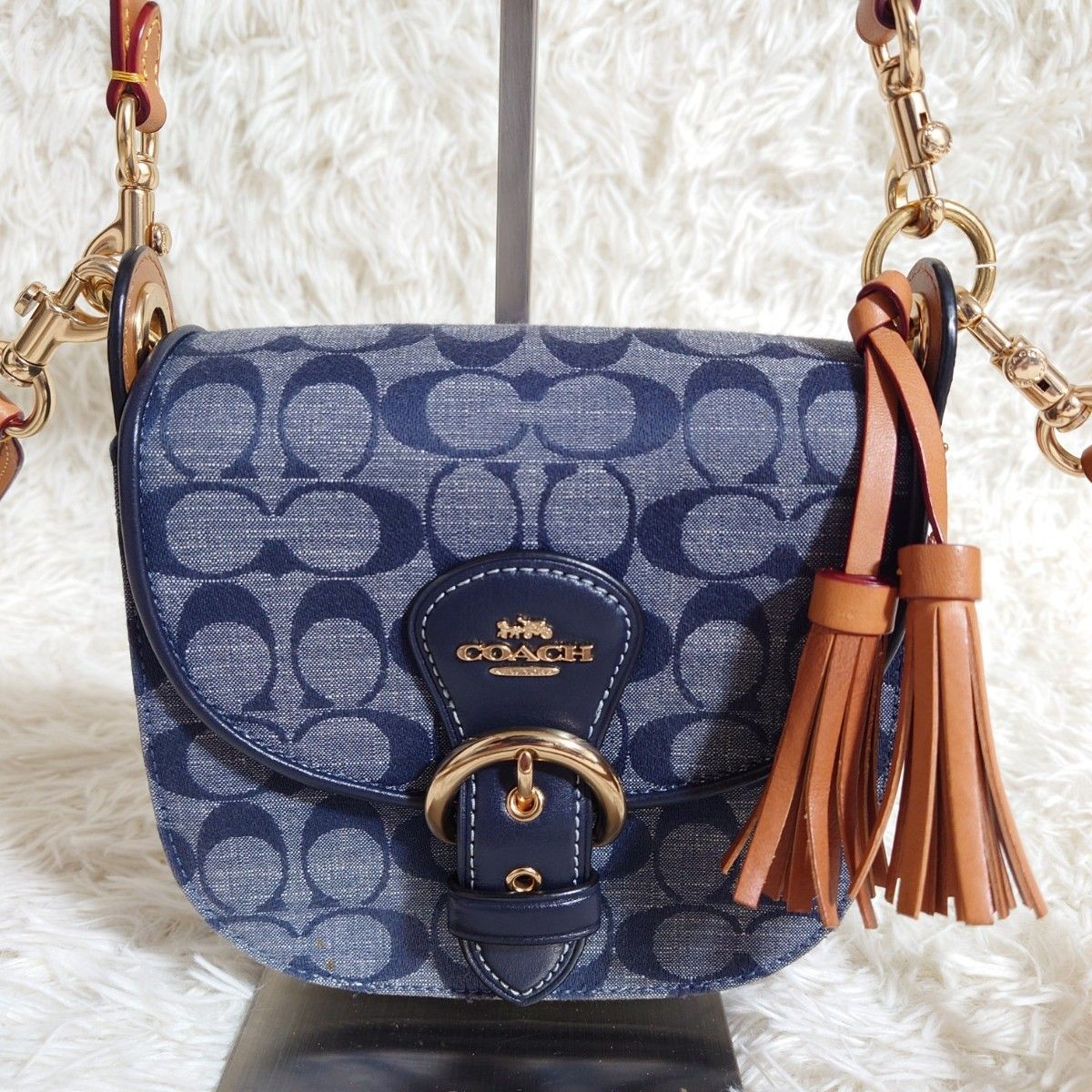 COACH Cleo 17 2way Shoulder Bag Signature Navy from Japan