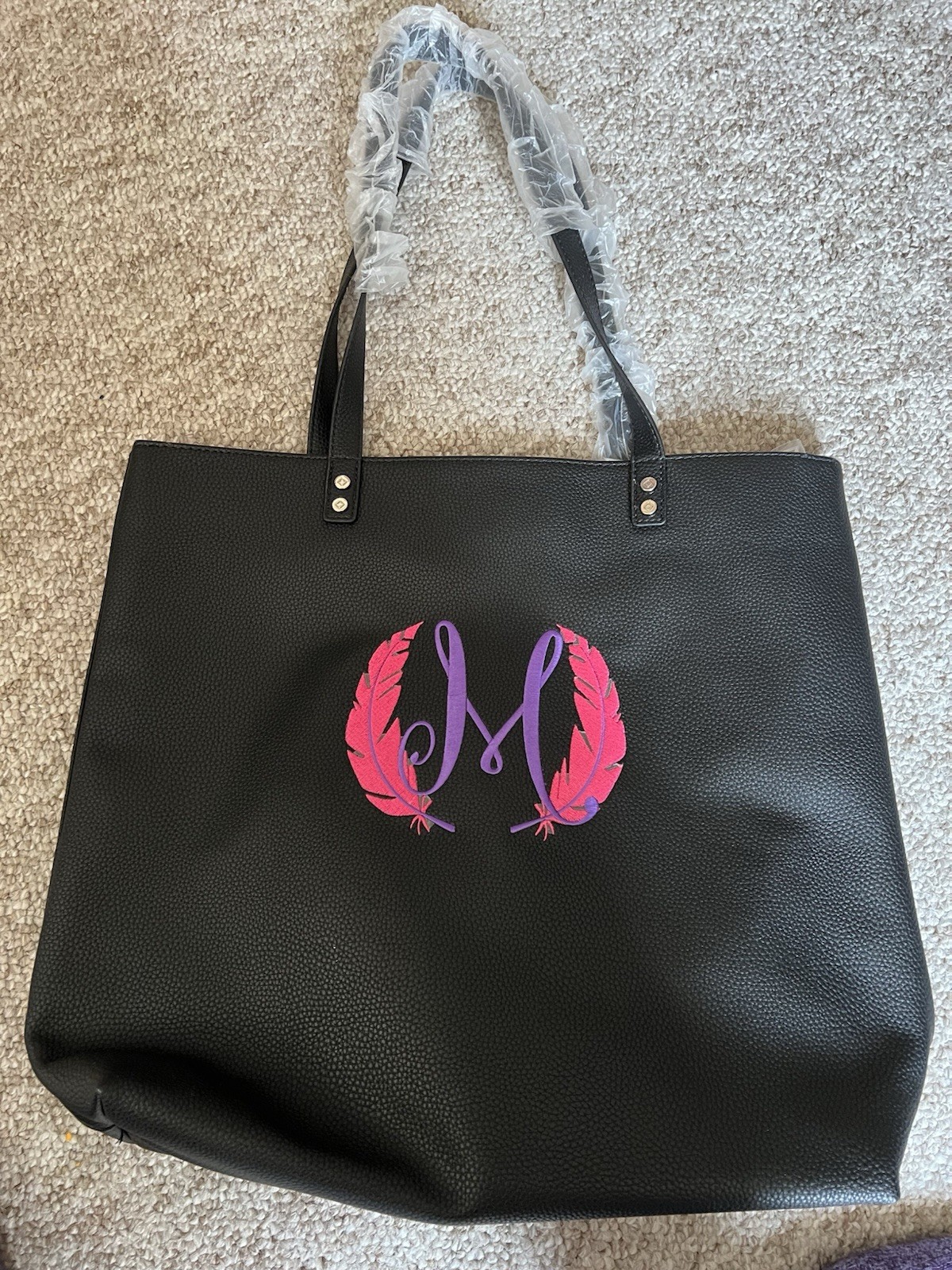 New Personalized Thirty-One Around Town Tote – Black Beauty Pebble