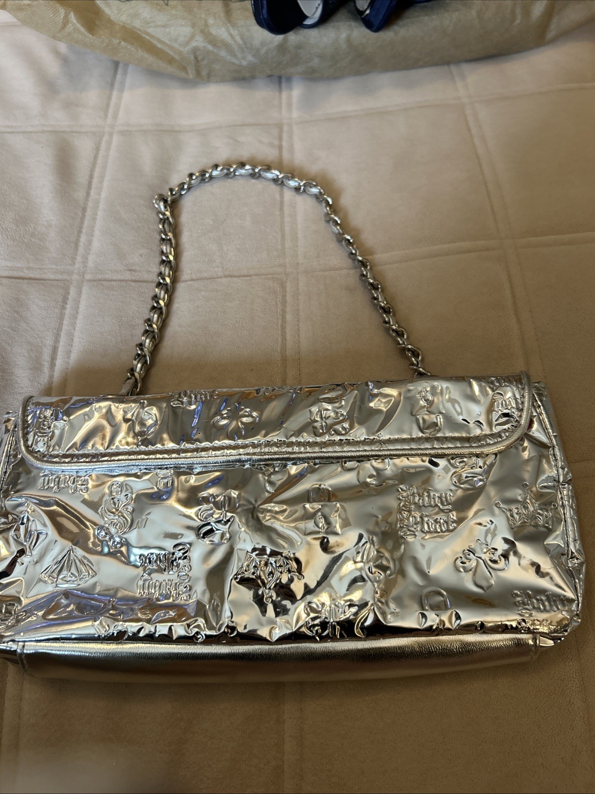 Baby Phat Silver Metallic Leather Handbag Purse Shoulder Bag. Pre-Owned. Used 1x