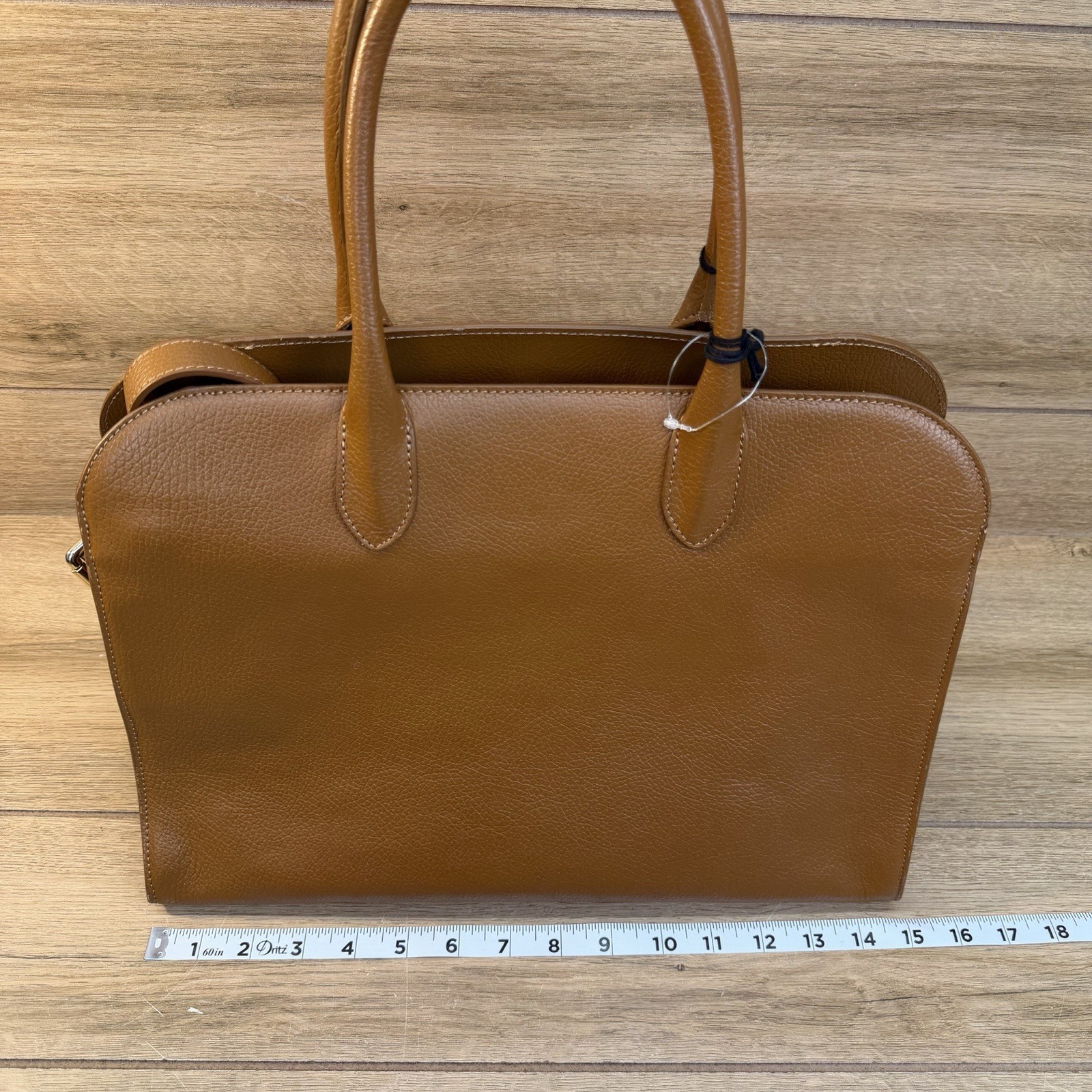 CLAUDIA FIRENZE Italian Genuine Pebbled Leather Camel Brown Satchel Shoulder Bag