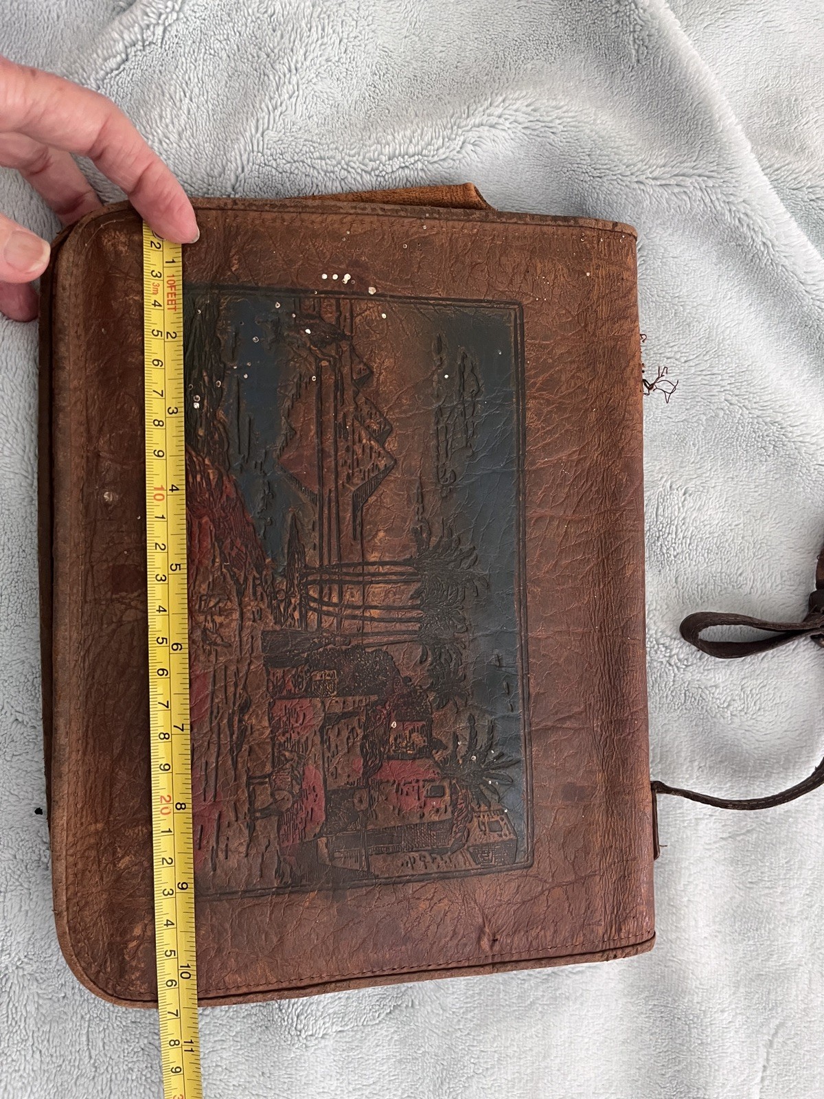 Vintage Leather Egyptian Purse Souvenir Tooled Painted Leather Desert Pyramids