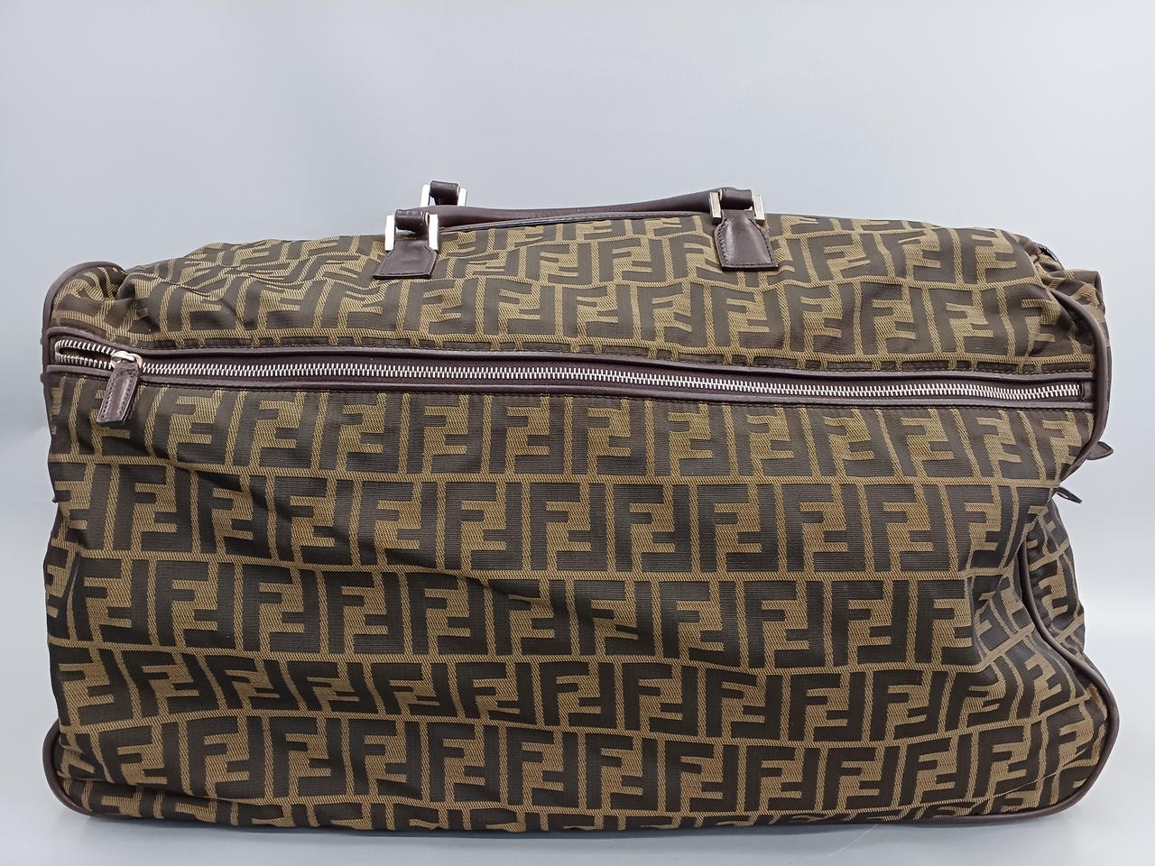 FENDI Zucca Pattern Travel Bag Boston Large Brown Canvas USED from JP #TD