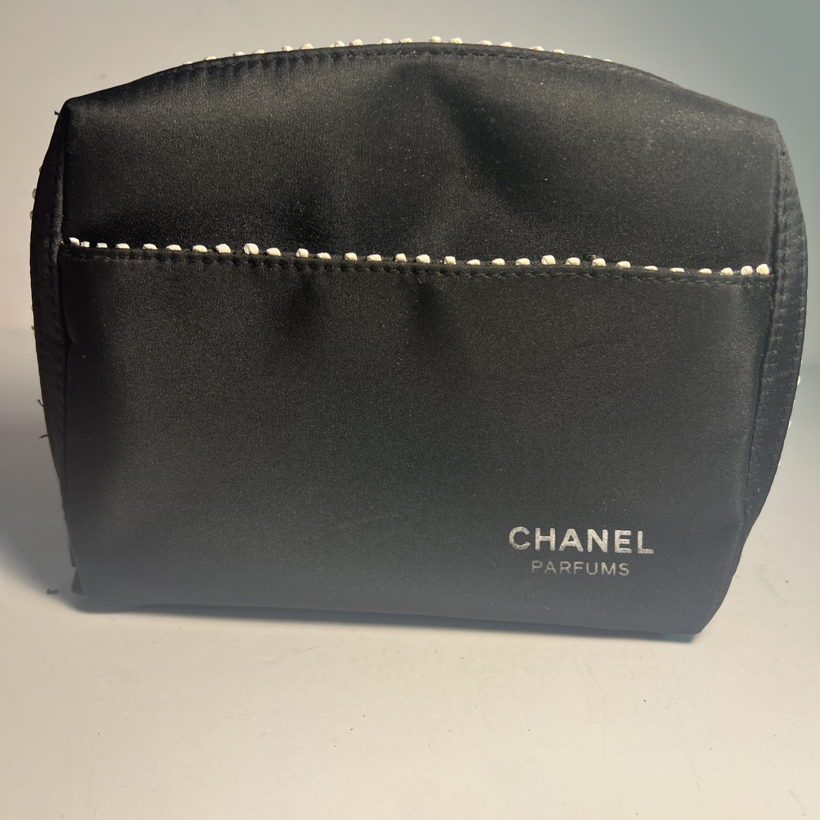 CHANEL PARFUMS Black Nylon Cosmetic Toiletry Bag. Hardly Used!