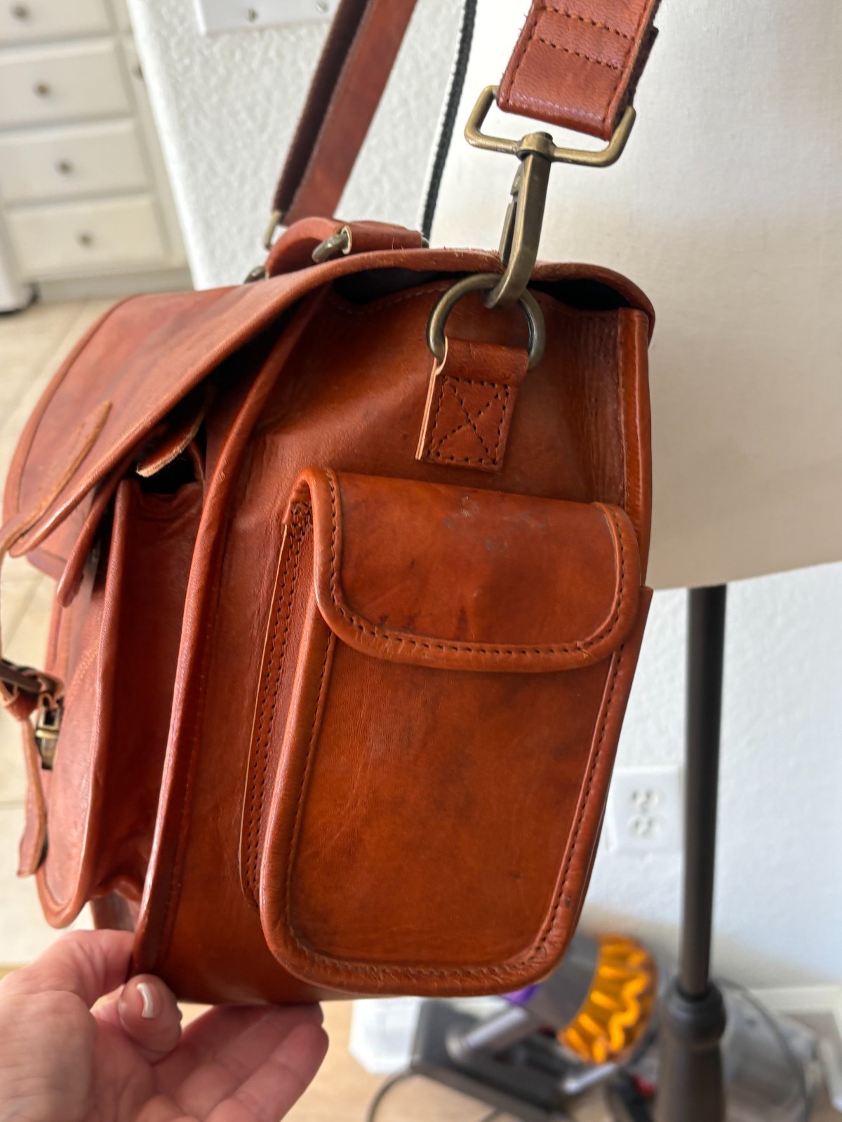 Rofozzi Icon Leather Camera Bag VTG Crossbody DSLR Satchel Saddle Purse Brown