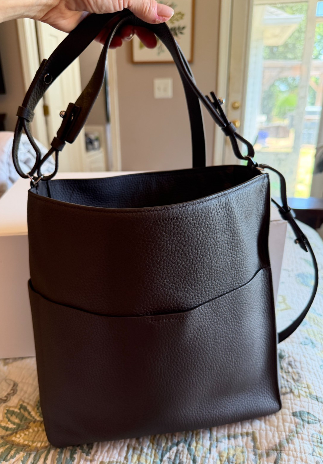 AllSaints Mast Brown Calfskin Leather Convertible Crossbody Shoulder Bag NWOT