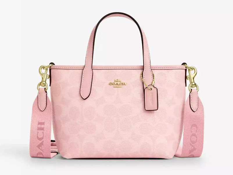 COACH City Mini Tote Bag Signature Canvas CW032 Powder Pink Outlet NEW