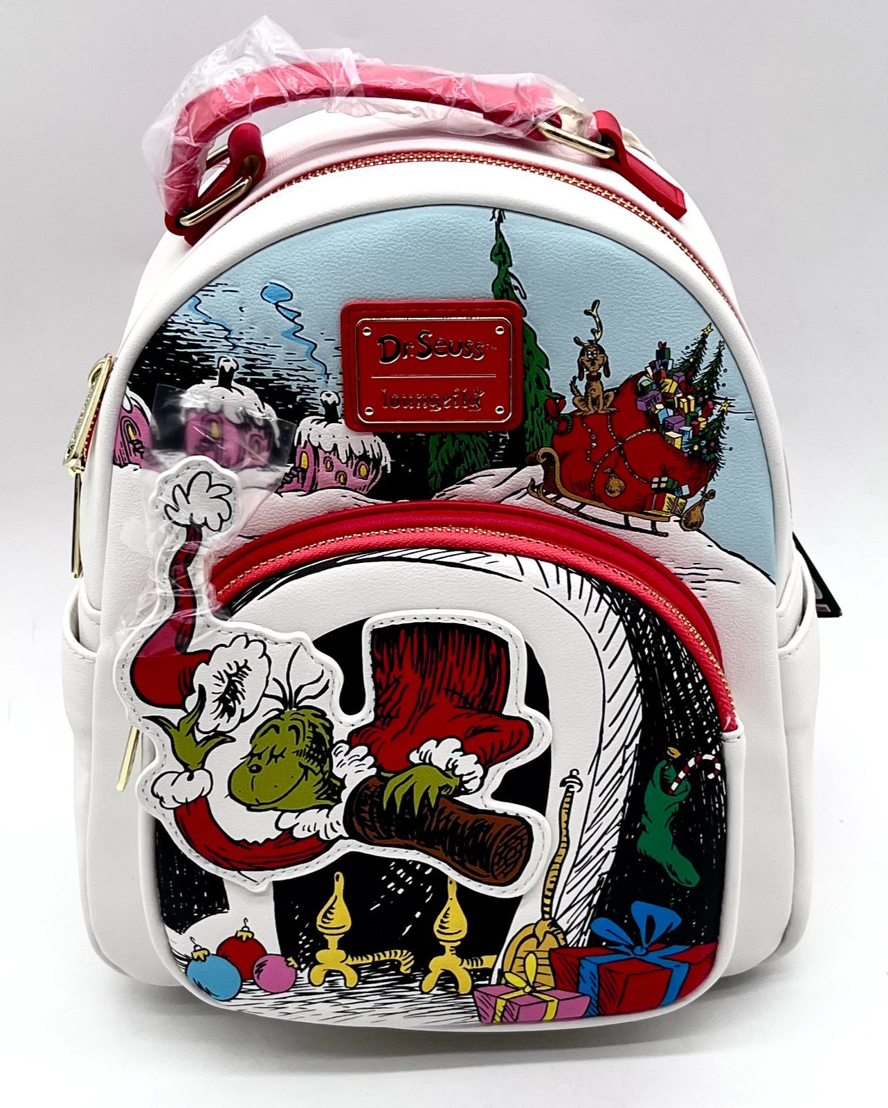 Lounge fly Dr. Seuss Multicolor The Grinch Christmas Mini Backpack with Charm