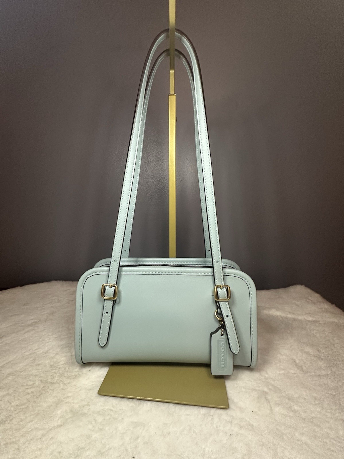COACH Swing Zip Bag in Light Blue Glovetanned Leather CM565 NWT