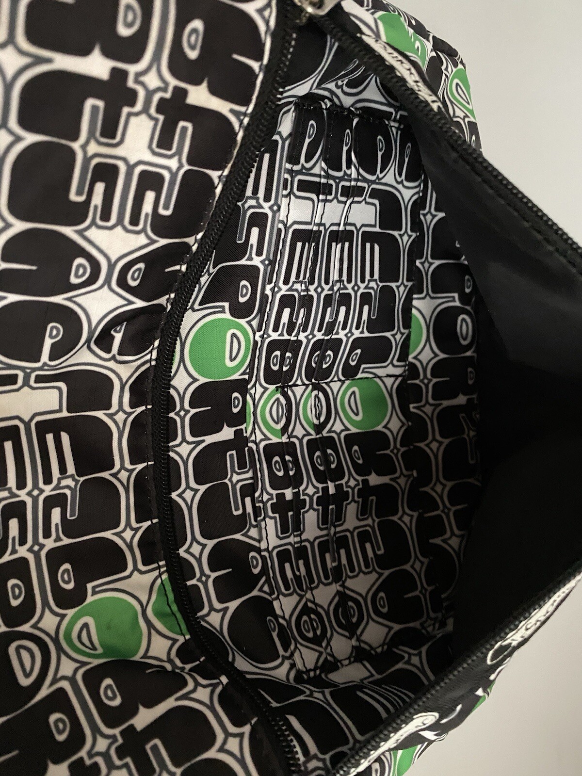 LeSportsac Crossbody Purse Bubble LOGO Black Green Geometric Shoulder Bag Retro