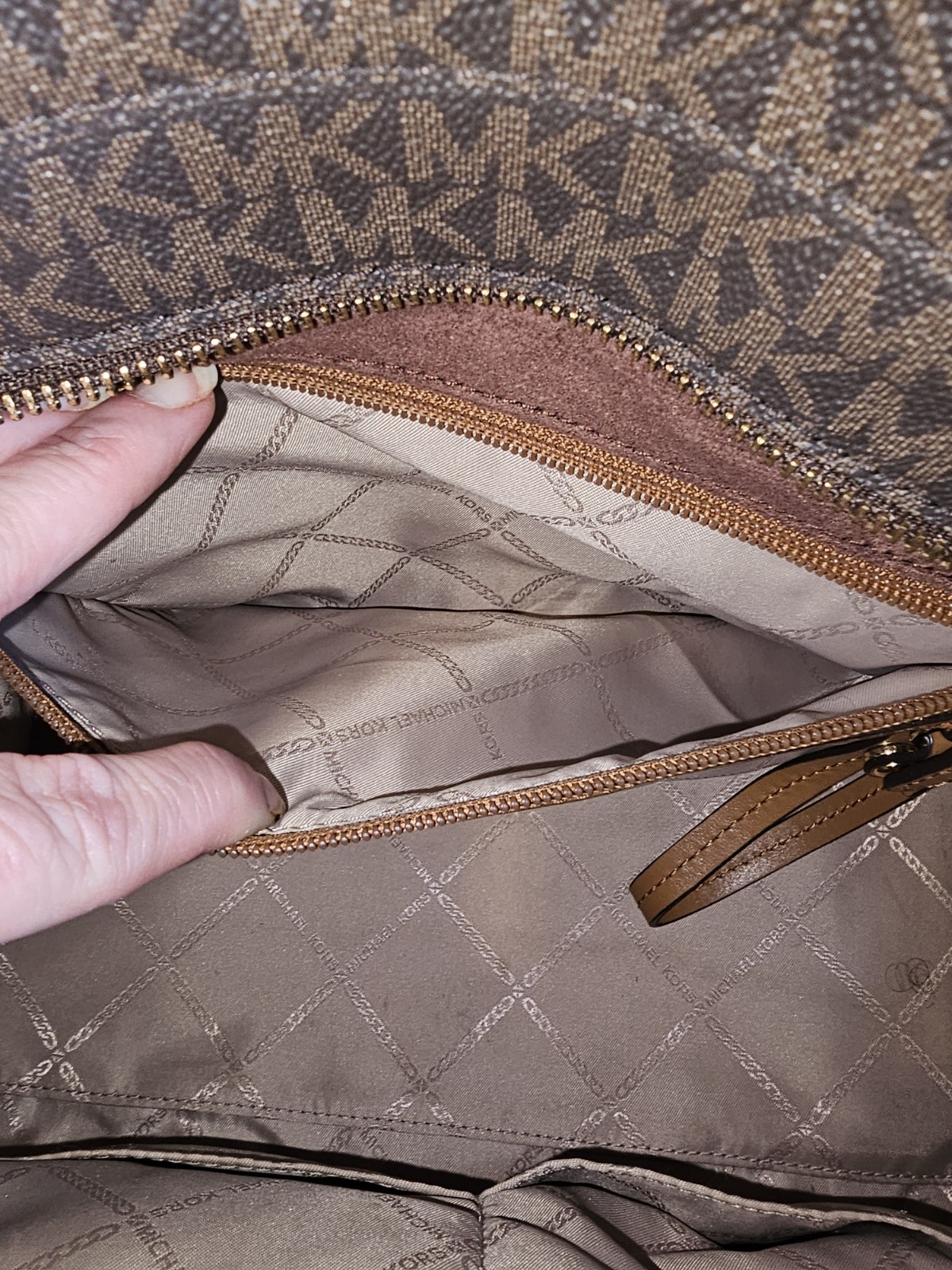 Michael Kors Hamilton Brown MK Logo Satchel Tote Crossbody Purse Bag