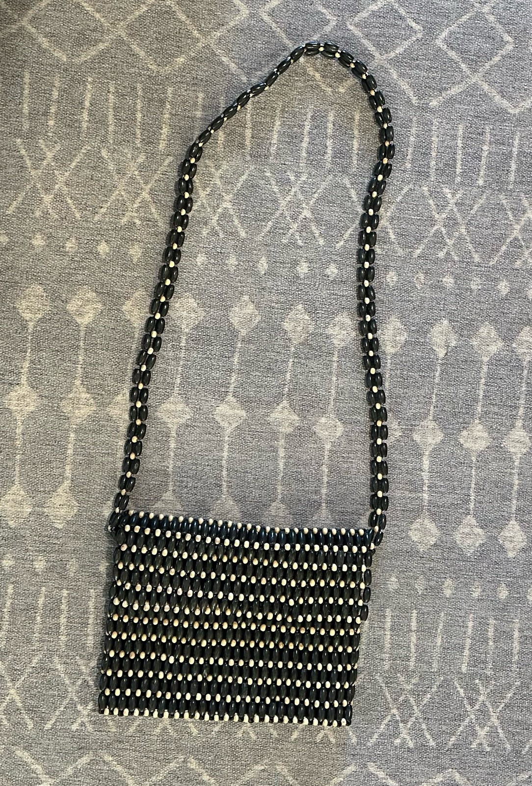 Sigrid Olsen Black Wood Beaded Women’s Crossbody Bag Spring, Summer, Handcrafted