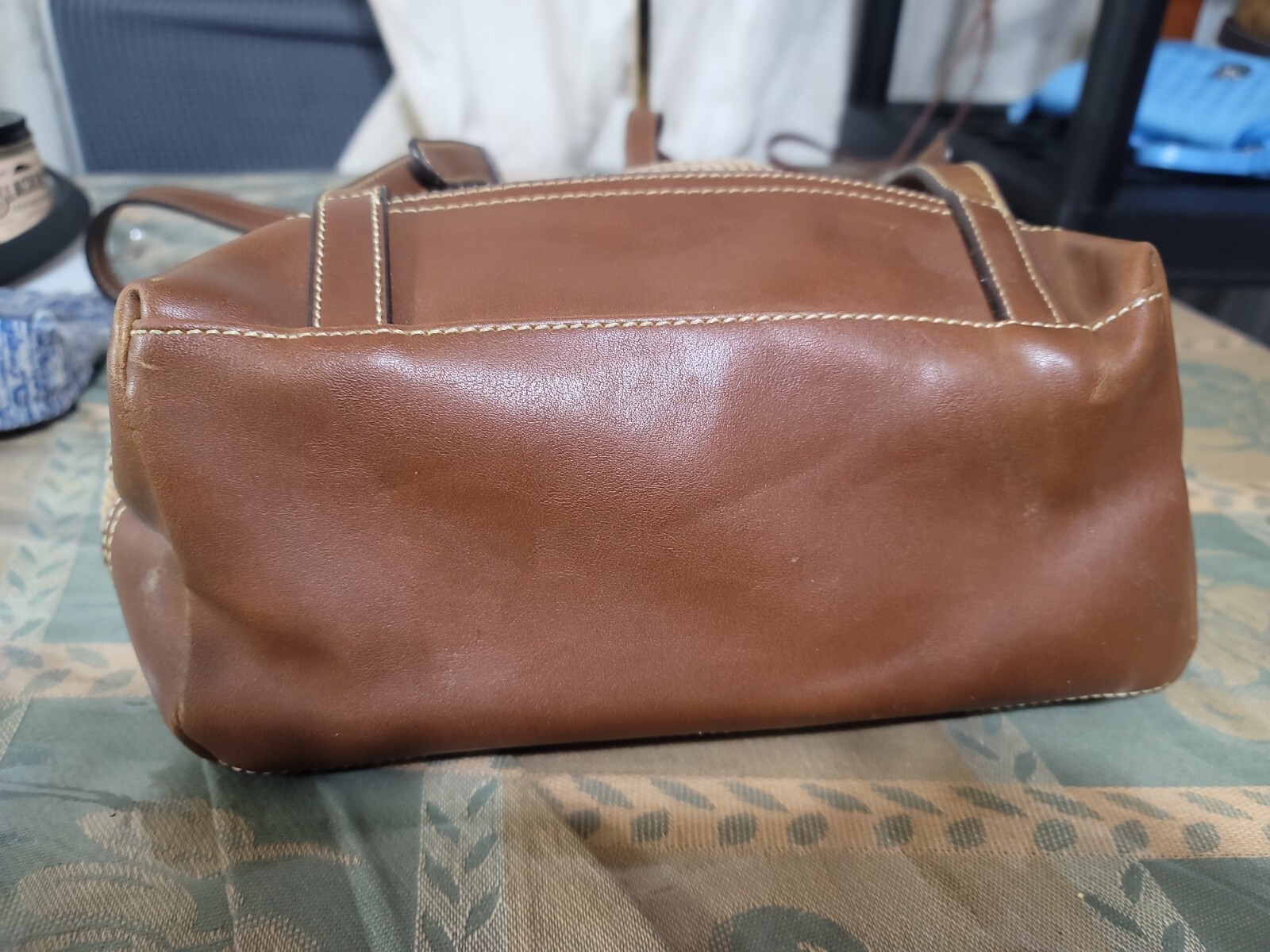 American Living Backpack Cotton with Brown Vinyl Trim-Read Descriptions