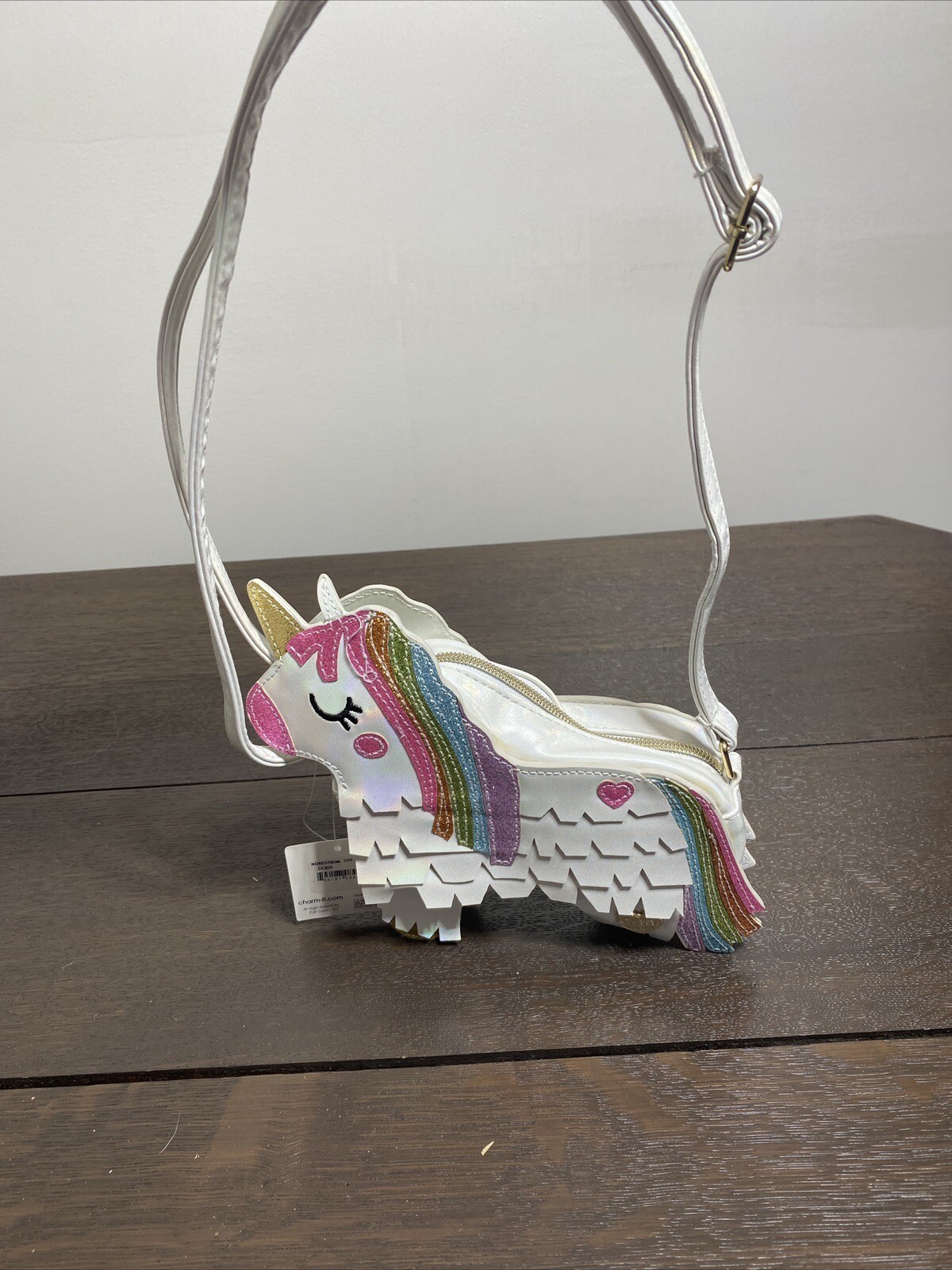 Unicorn Shaped Girls Glitter Purse By Charm-It! Handbag 7″ x 7″ NWT