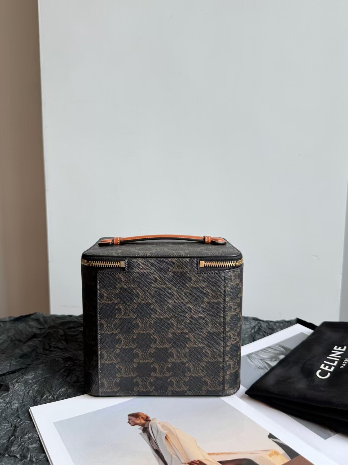 Celine Triomphe Monogram Vanity Handbag L18cm