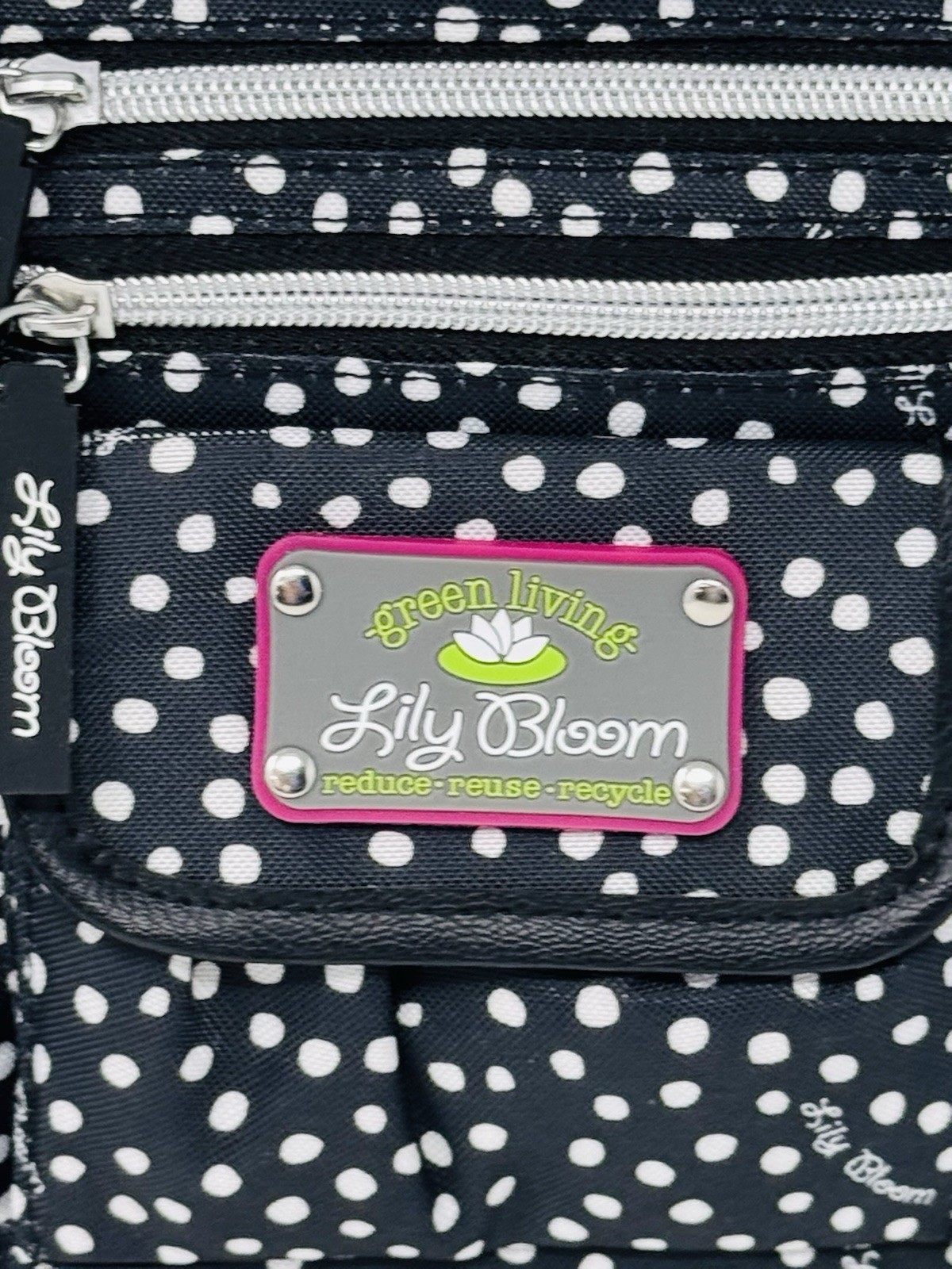 NEW Lily Bloom Jamie Mini Crossbody Bag Polka Dot Black ECO Recycled NWT