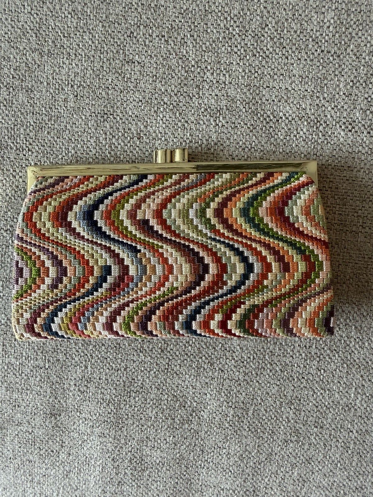 Rare vintage Japanese coin purse with chevron stitching similar to Missoni.