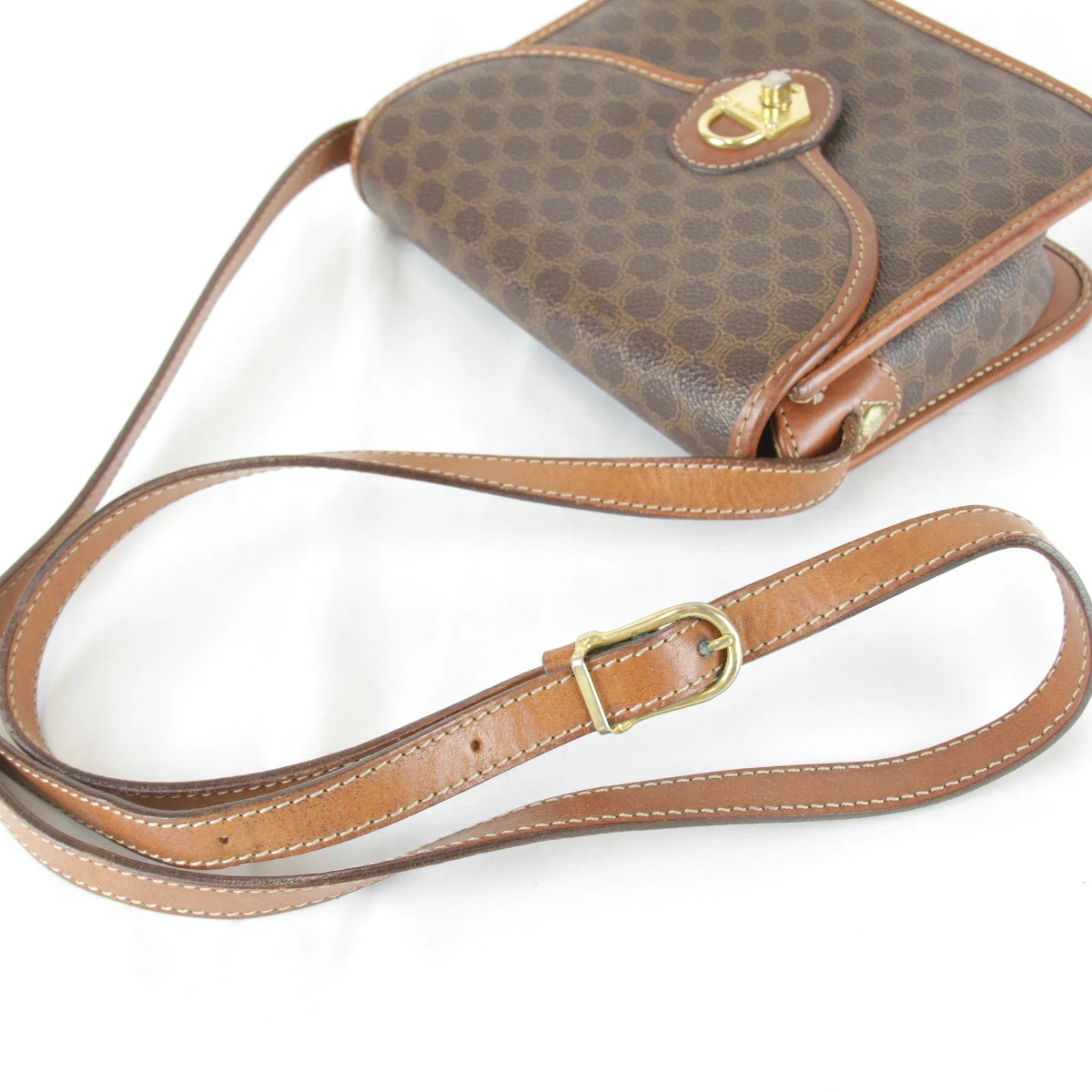 CELINE Shoulder Bag Brown PVC Leather W7.3xH6.1xD2.2in, 122cm Strap Used
