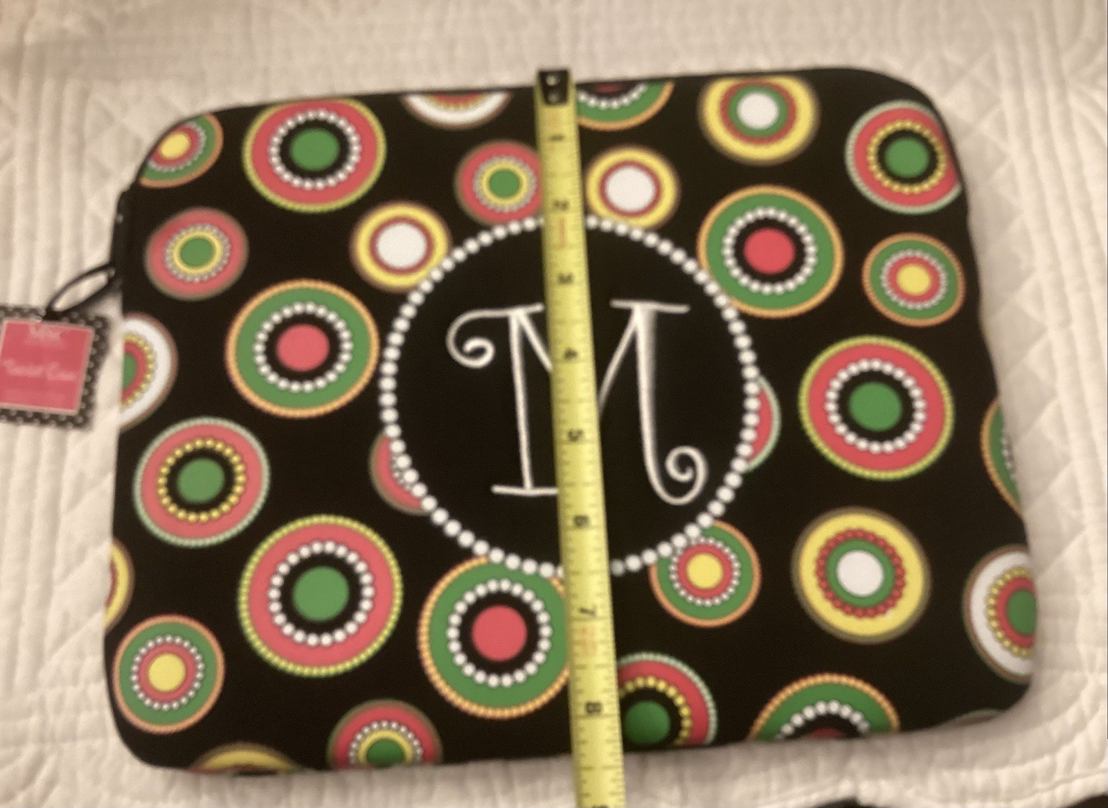 NWT MSC Mainstreet Collection Black Flower Dot Tablet Pouch – “M” Monogram
