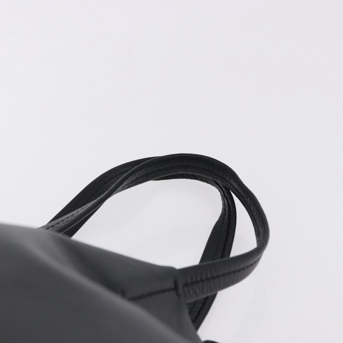 CELINE Vertical Cabas Mall Hand Bag Leather Black Gold Auth 191085