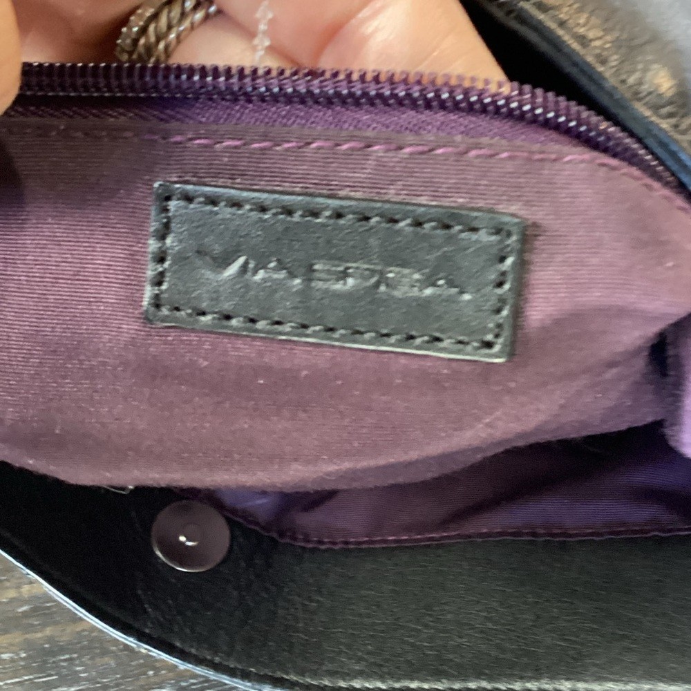 Via Spiga Black Leather Shoulder Bag with Silver Accents