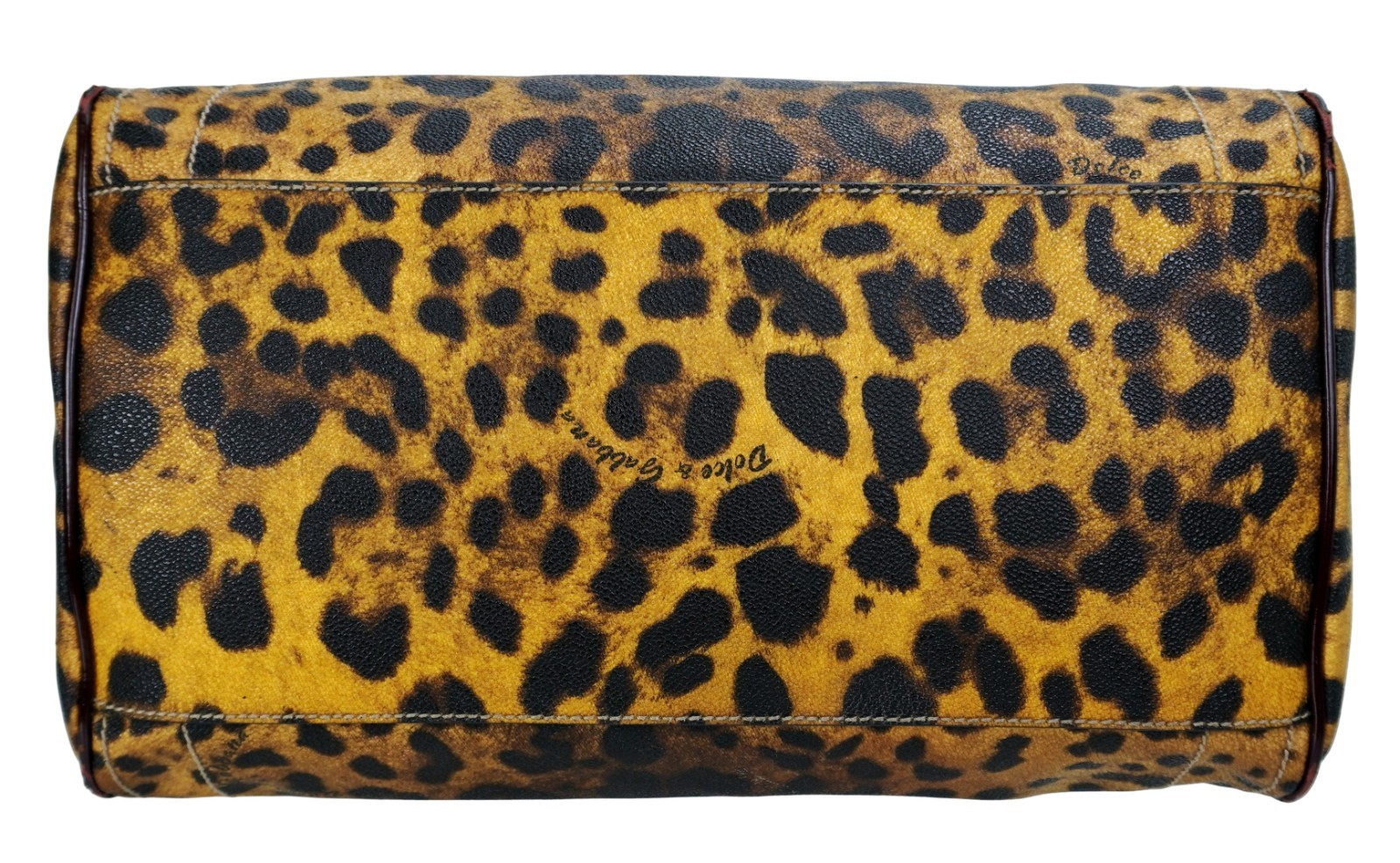 DOLCE & GABBANA Miss Easy Way Leopard Print Canvas Leather Boston Tote Bag