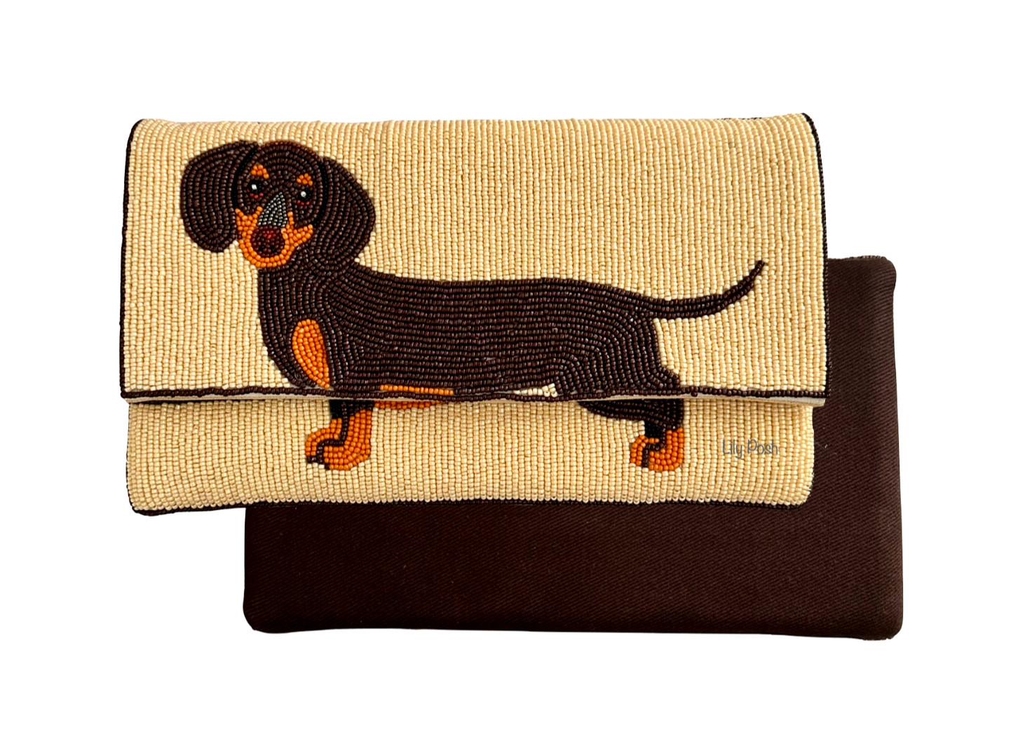 Dachshund Crossbody Clutch Bag, Lily Posh Beaded Bag, Dog Bag