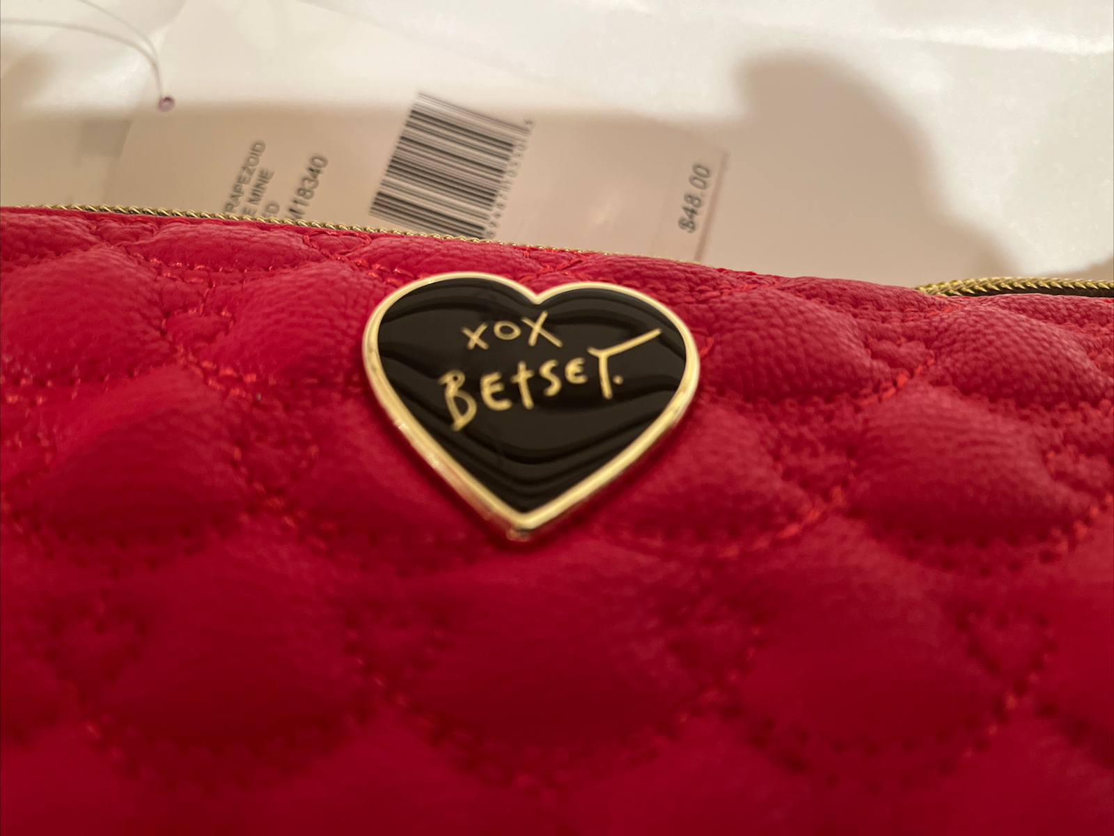 NWT Betsy Johnson Trapezoid Be Mine Red wristlet