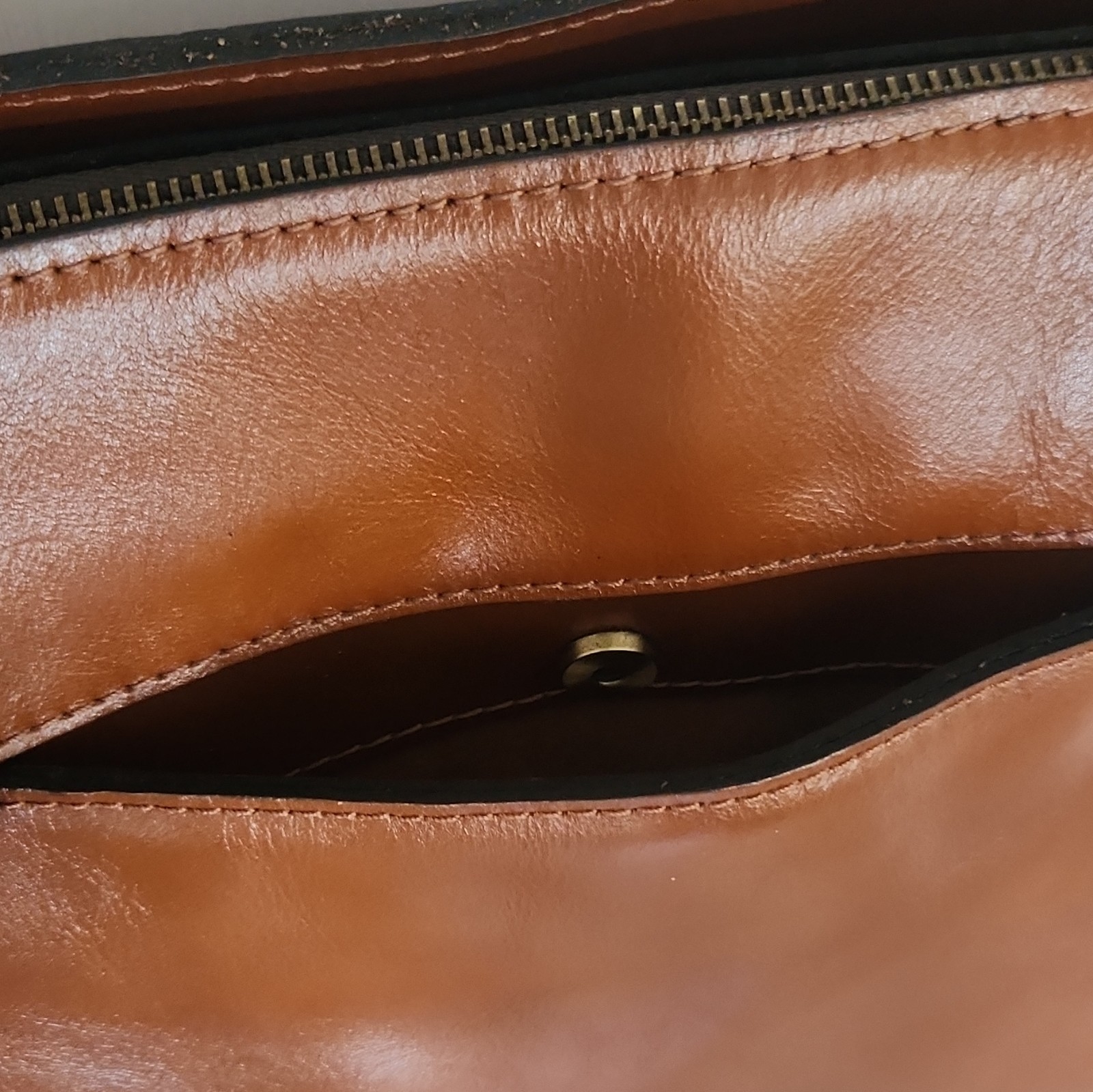 Patricia Nash Alessano Tan Leather Tote Bag Shoulder Purse Cognac Zip Top
