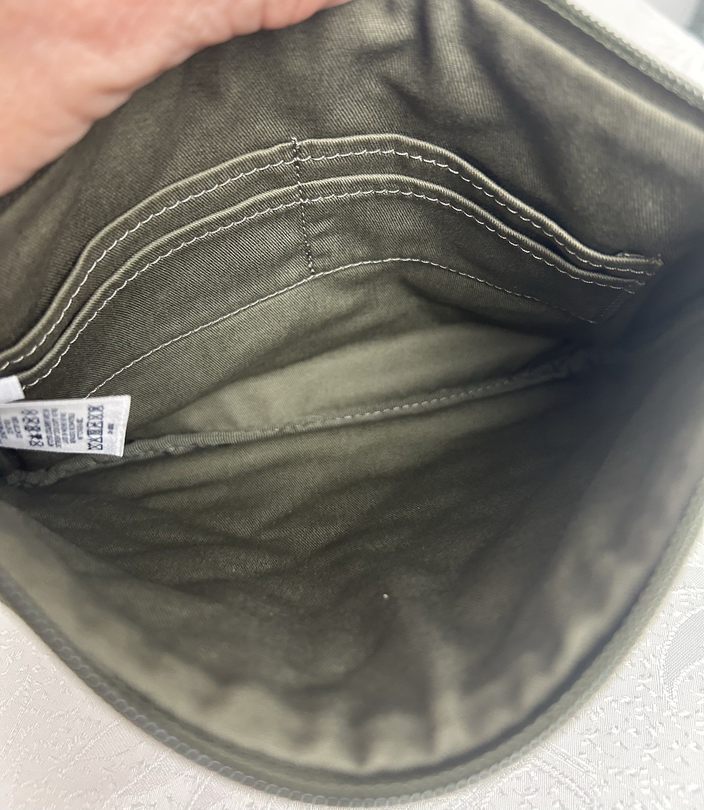 Larger Wristlet Olive Green Zip Top Sm Pouch on Front Canvas Quilted Lands End