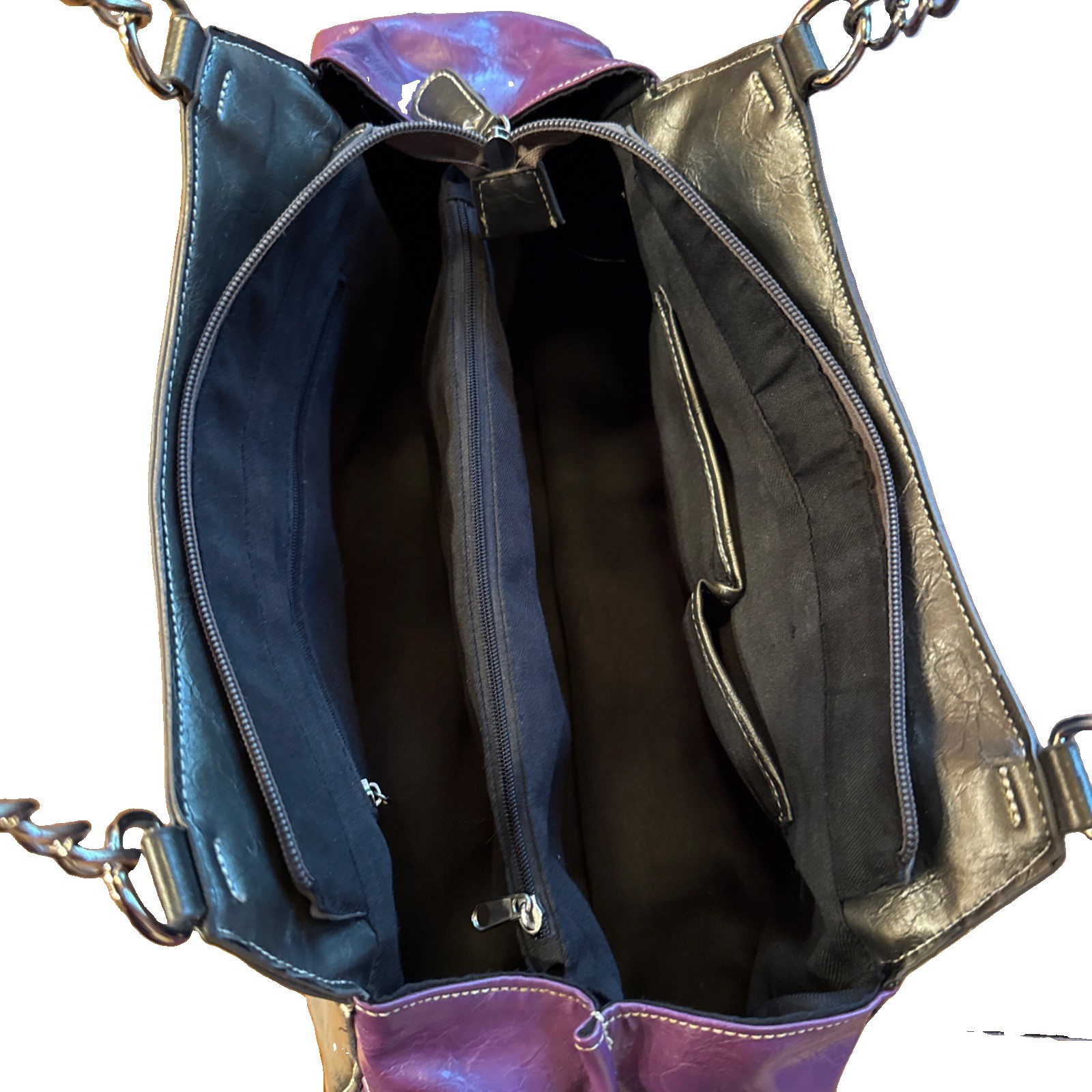 Purple Bag Shiny Patent Boho SoHo Shoulder Statement Purse Nice Stitching Y2K