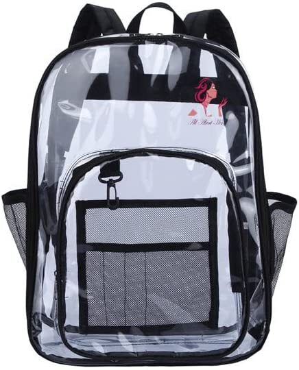 Clear Backpack – See-Through PVC Bookbags Stadium Approved Waterproof Backpack