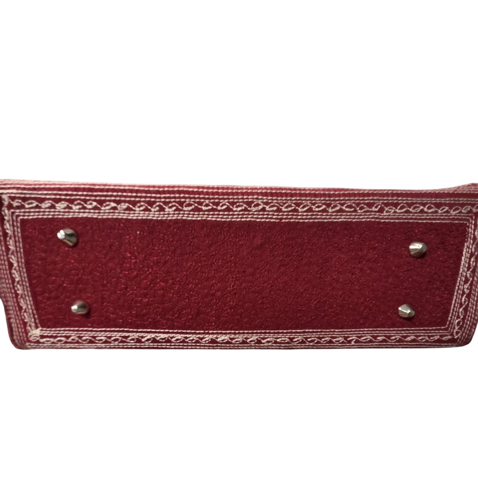 Vintage Embroidered Box Bag Burgundy Ivory Folk Art Crossbody Travel Purse
