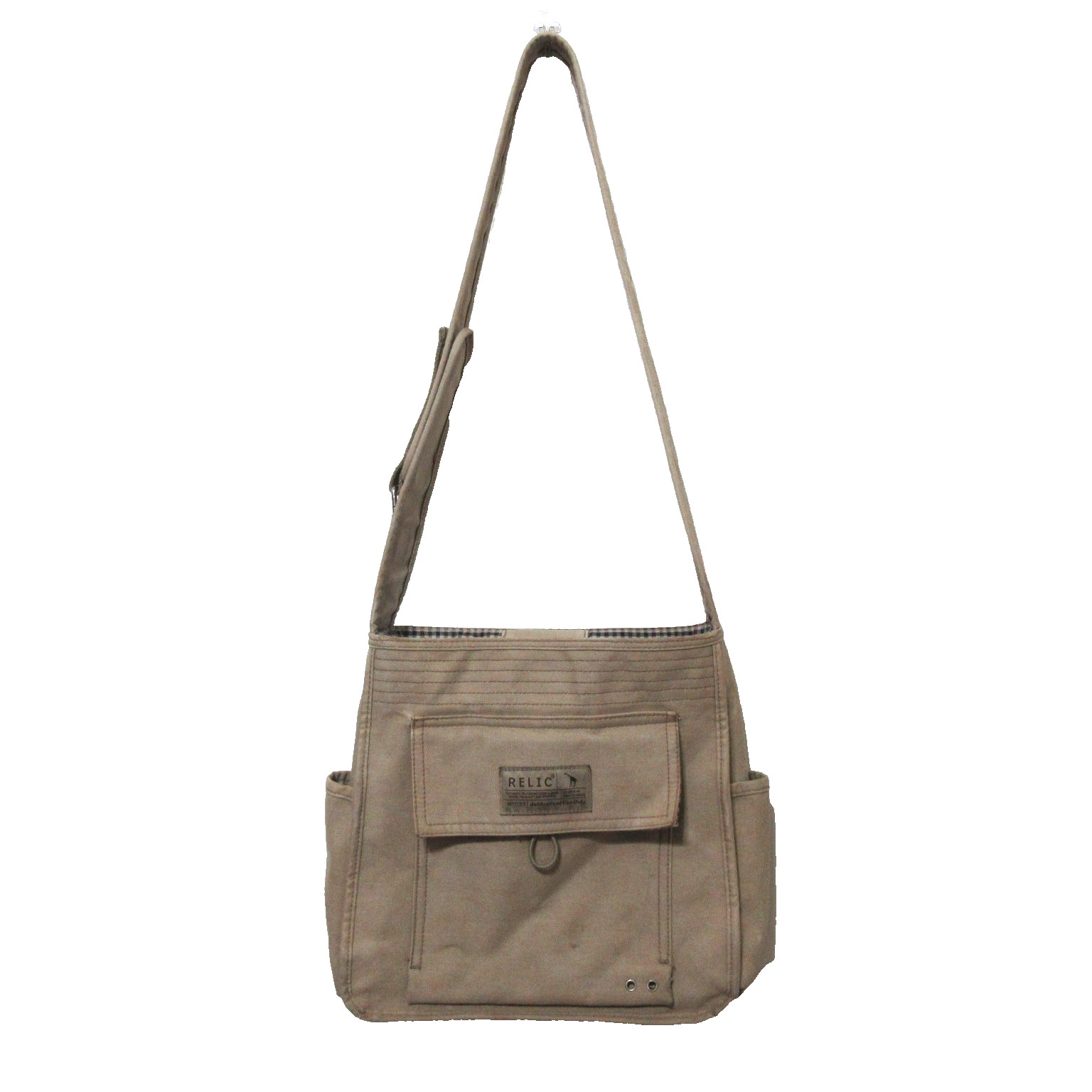 90s Y2K Relic Khaki Canvas Crossbody Bag Purse Grunge Boho RL8621 Adj Strap