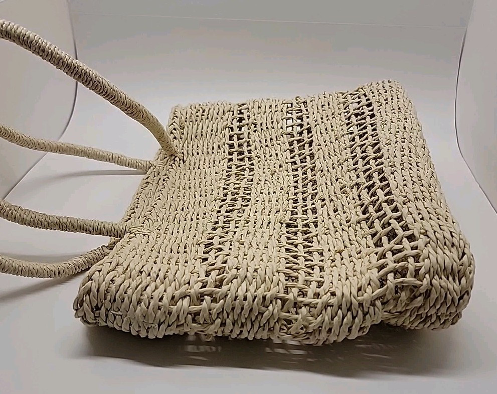 J.CREW Marseille 100% Paper Straw Open Weave Unstructured Market Tote Bag Beach