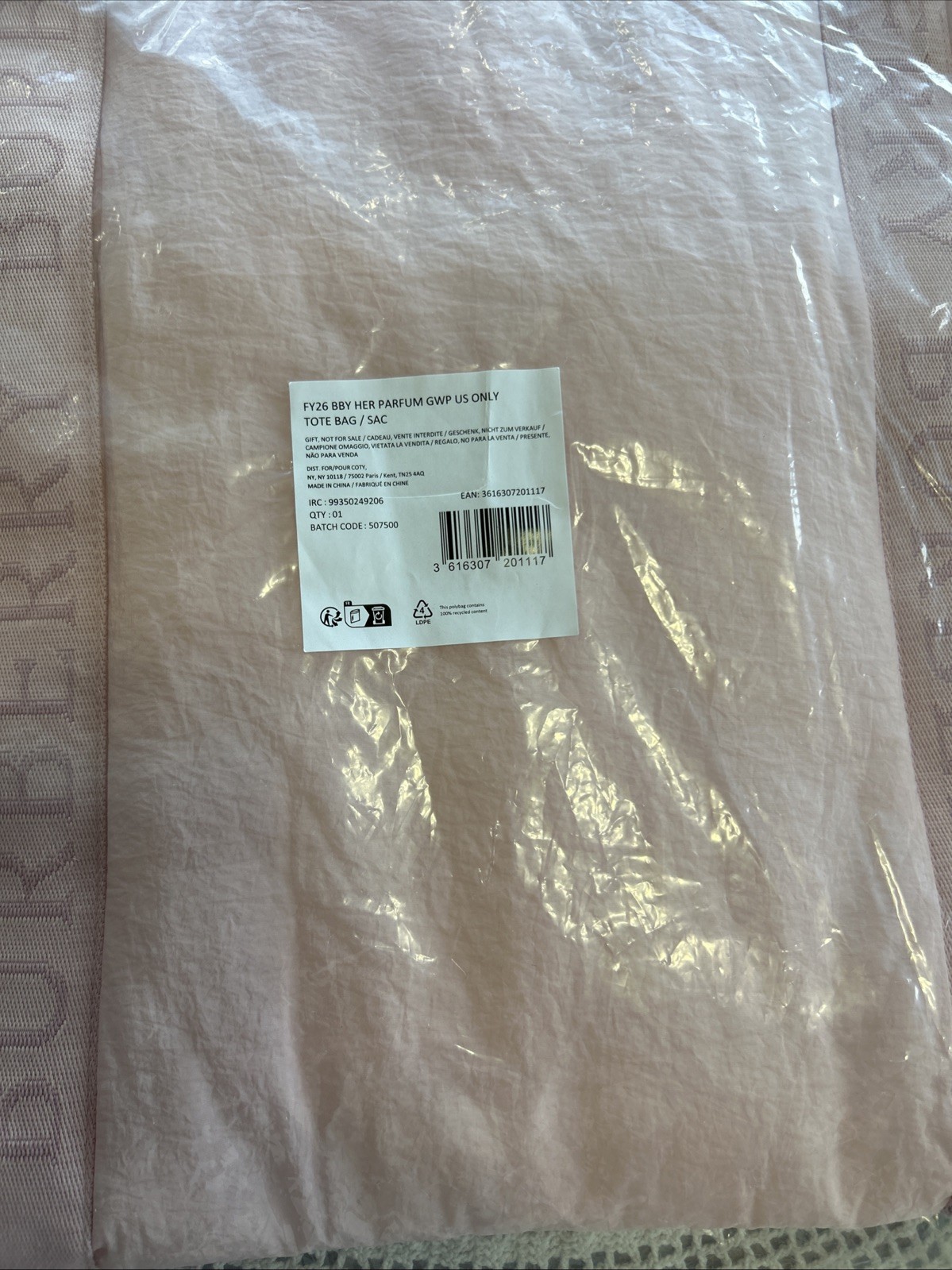 BURBERRY Large Pink Tote Bag 16″x16″ ~BRAND NEW IN PACKAGE AUTHENTIC