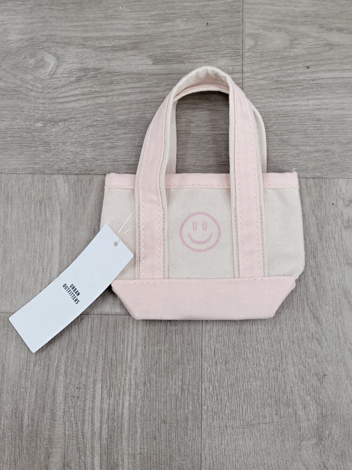 NWT Urban Outfitters BDG Mini Canvas Tote Bag White Pink Trim 6″ Small