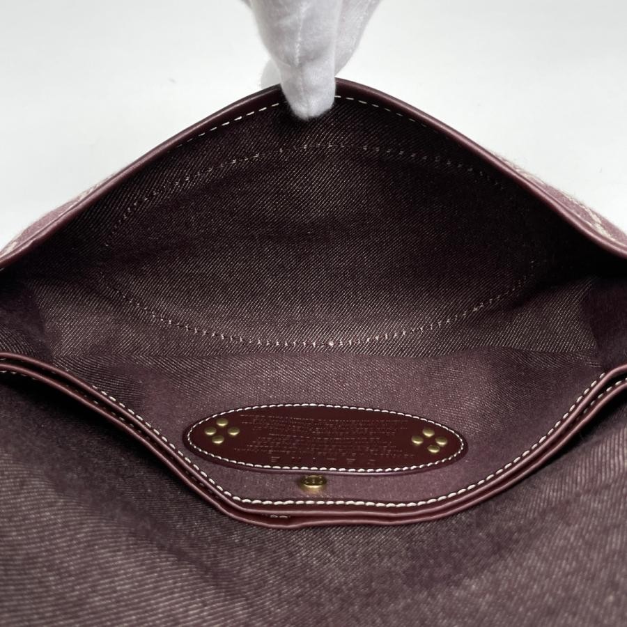 Celine Macadam Denim Leather Bordeaux Shoulder Bag #BS4453