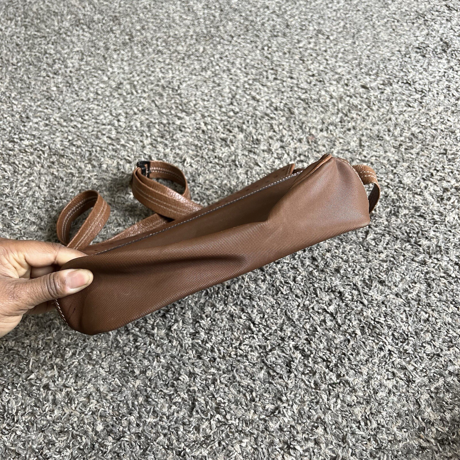 GIANFRANCO FERRE Brown Genuine Ostrich Leather Crossbody Shoulder Bag Vintage