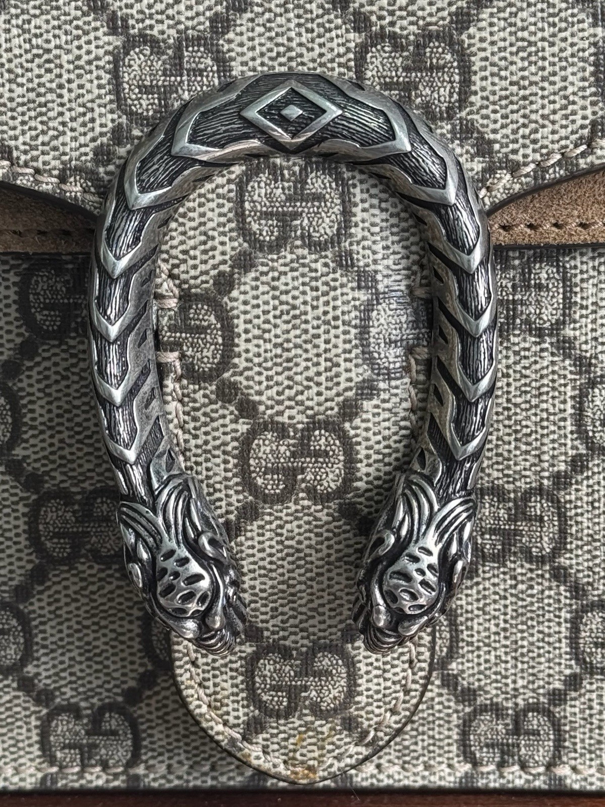 Gucci Dionysus Mini GG Supreme Beige Suede Shoulder Bag 421970