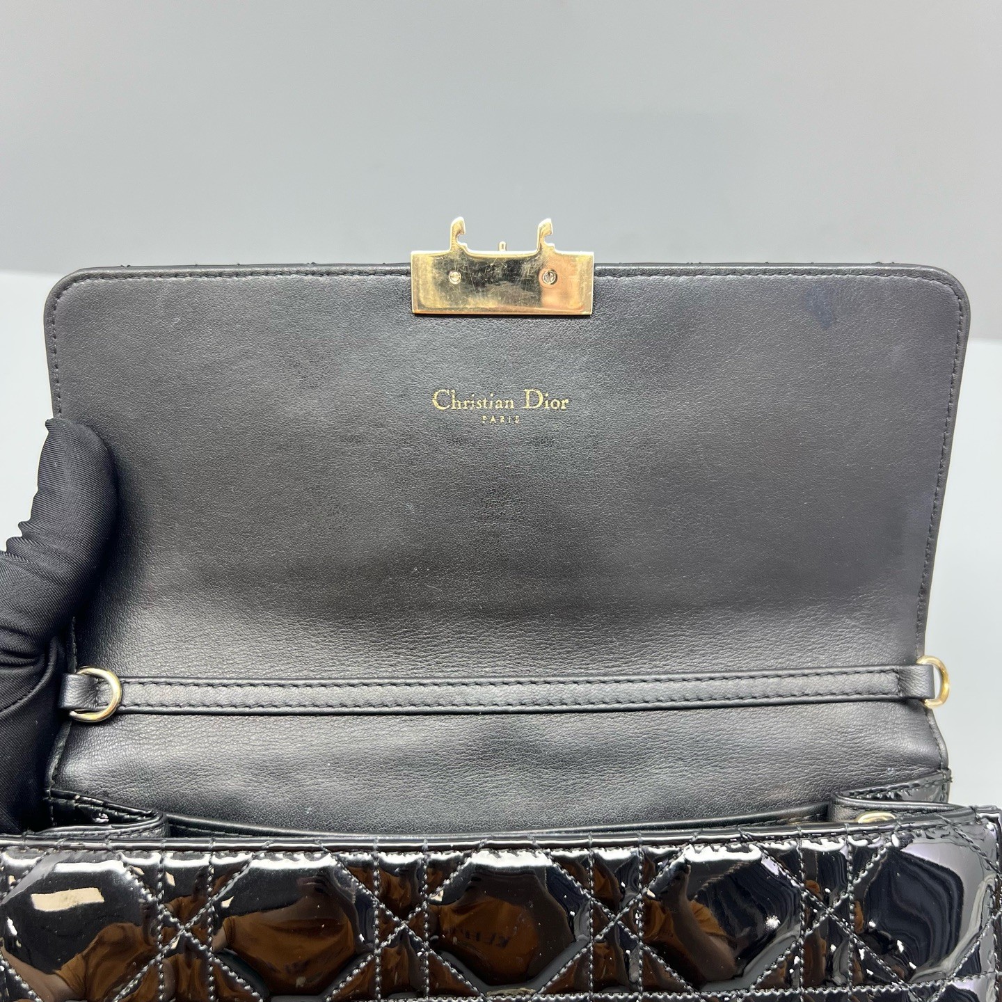 Dior Miss Dior Medium Black Patent Leather Crossbody Shoulder Bag Duty Paid