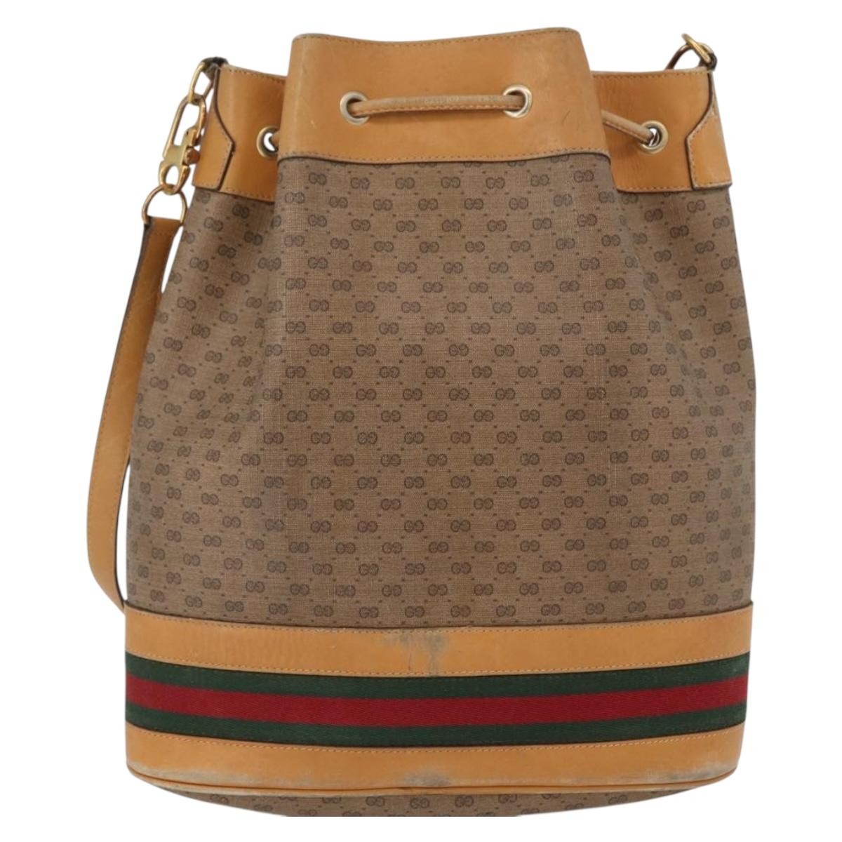 GUCCI Micro GG Supreme Web Sherry Line Bag PVC Beige 001 58 4793 Auth BA10427