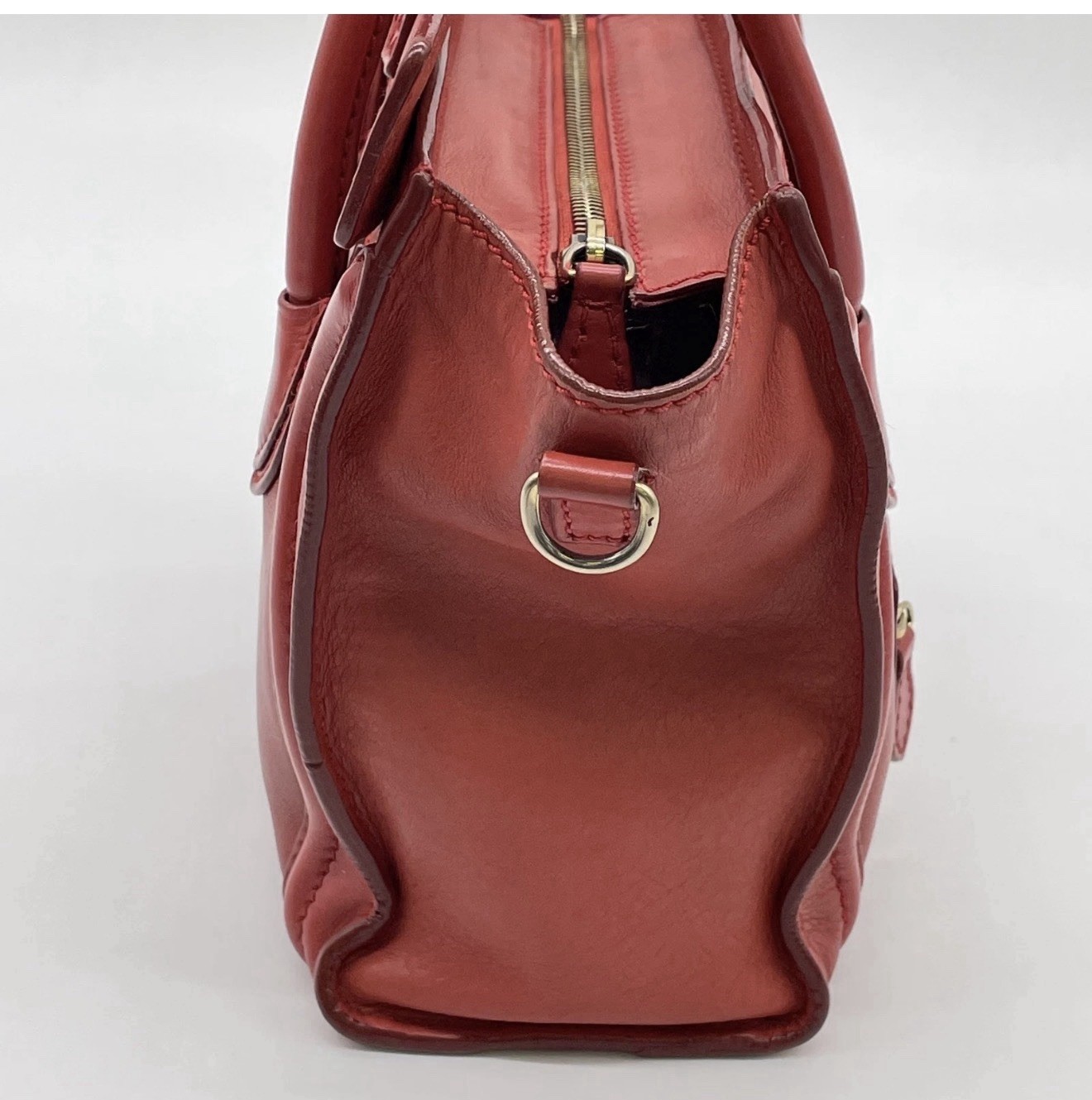 Authentic Celine Red Leather Luggage Nano Shopper 2way Handbag With dust bag