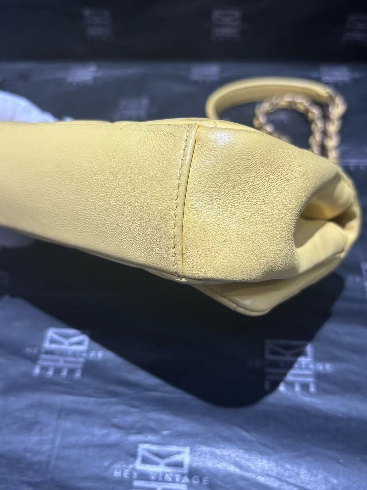 Chanel Classic Flap Large Mini Shoulder Crossbody Bag Yellow Lambskin CandyChain