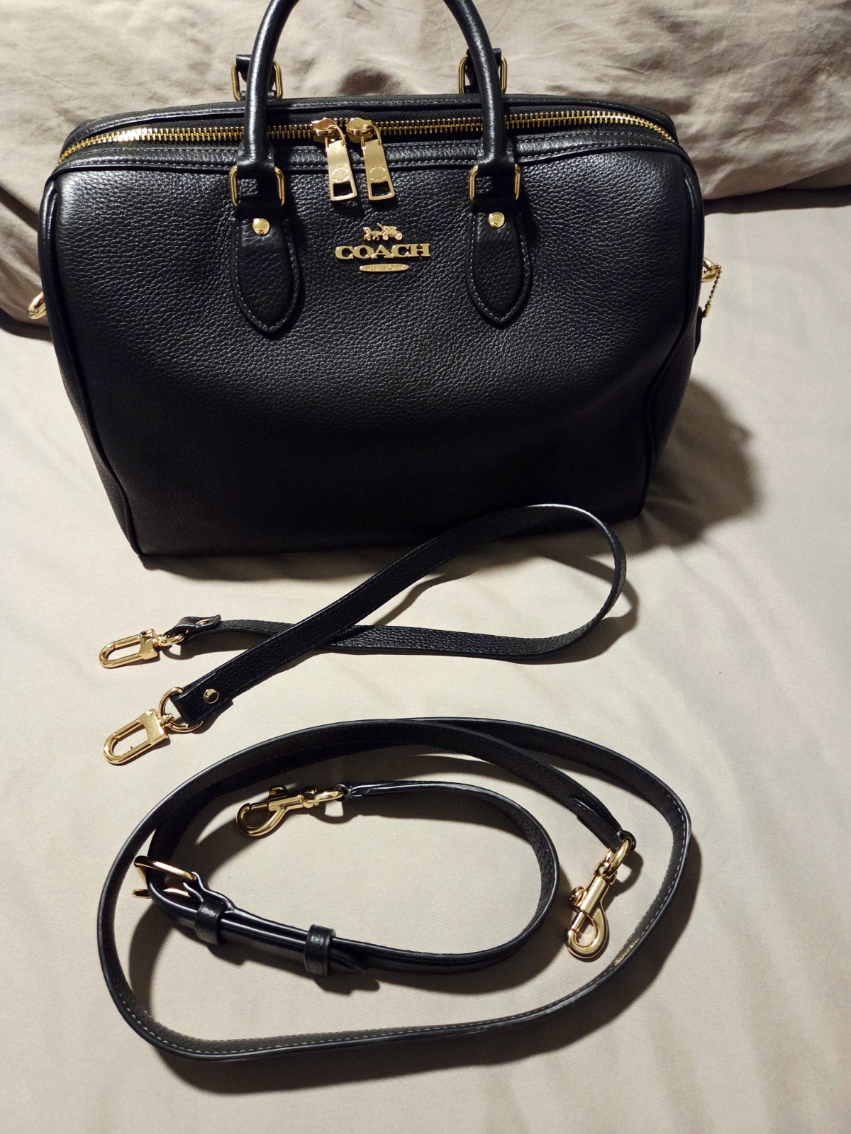 Large Coach Rowan Black Leather In Excellent Condition !