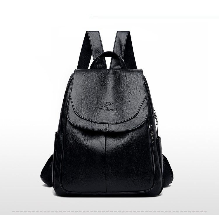 Black Luxury Women Genuine Leather Backpack Fashion Designer Female Soft Cow