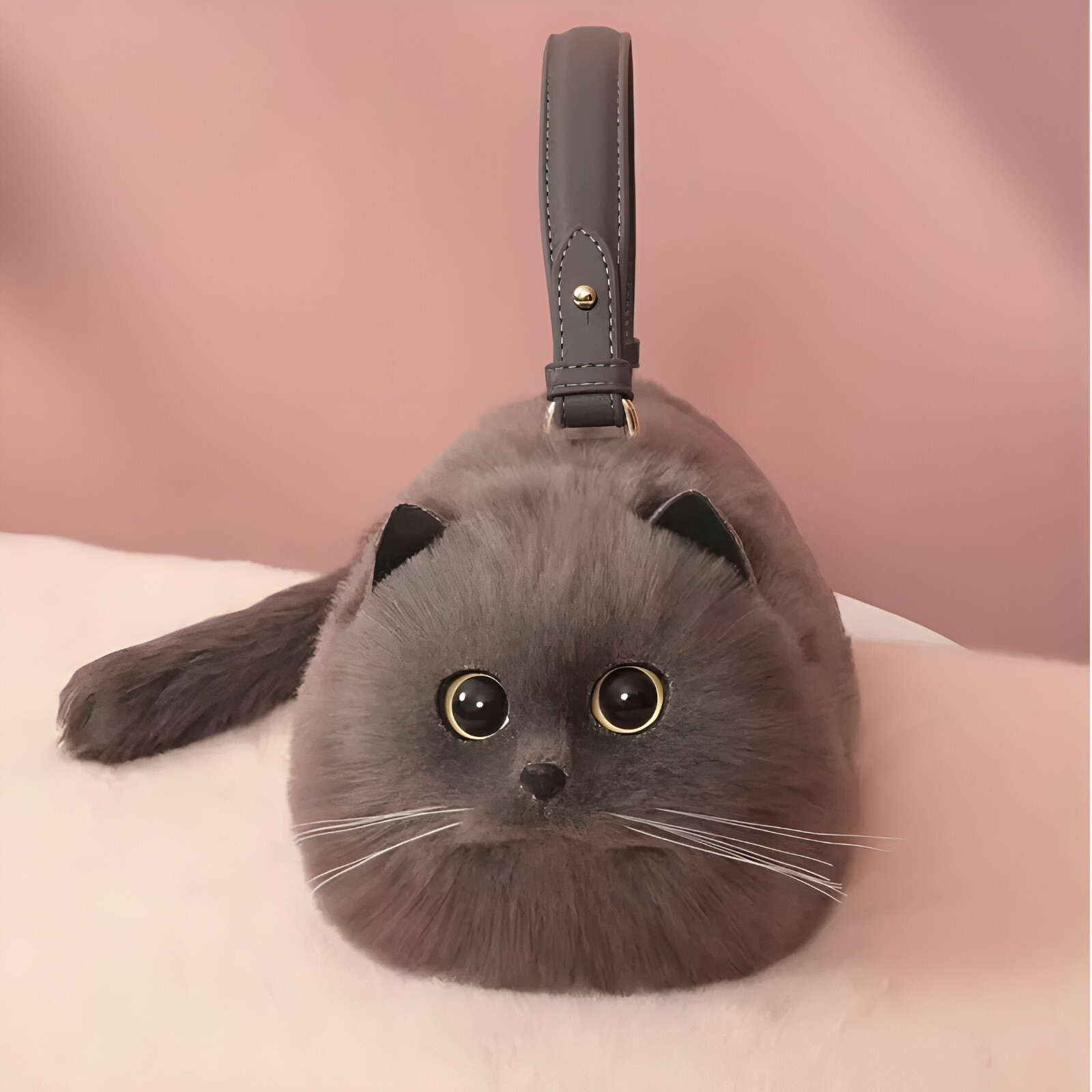 Handmade Plush Cat Shoulder Bag Cute Crossbody Purse Women Gift Kawaii Cat Bag