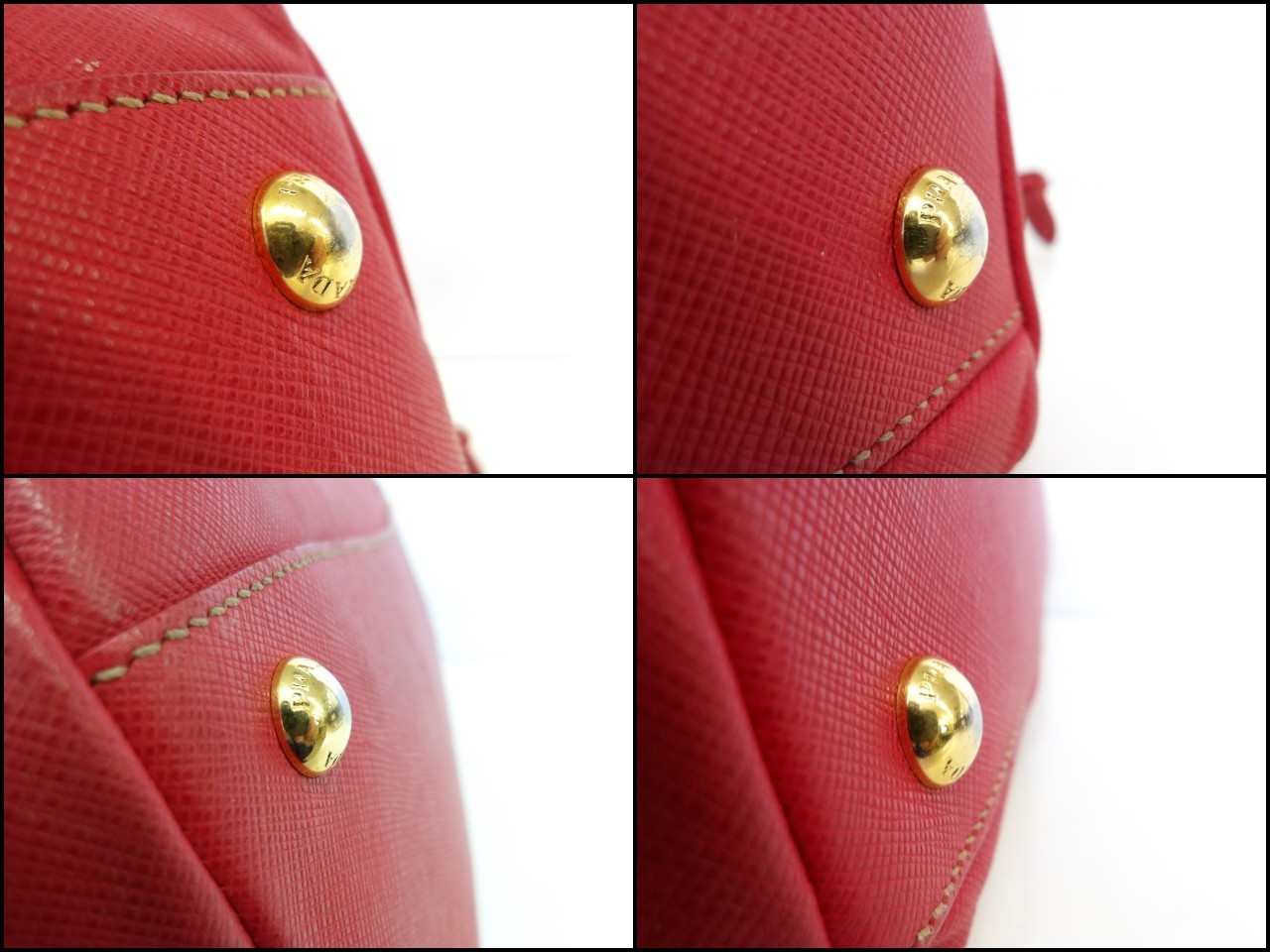 Auth MH87 Prada Saffiano Metal Tote Bag Gold Hardware from Japan