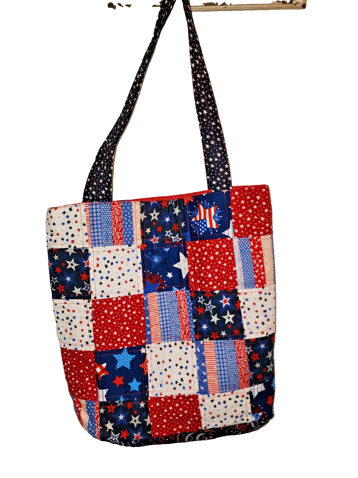 Reversible 4th of July Tote Bag – Handmade – Washable Shoulder Bag – USA Patriot