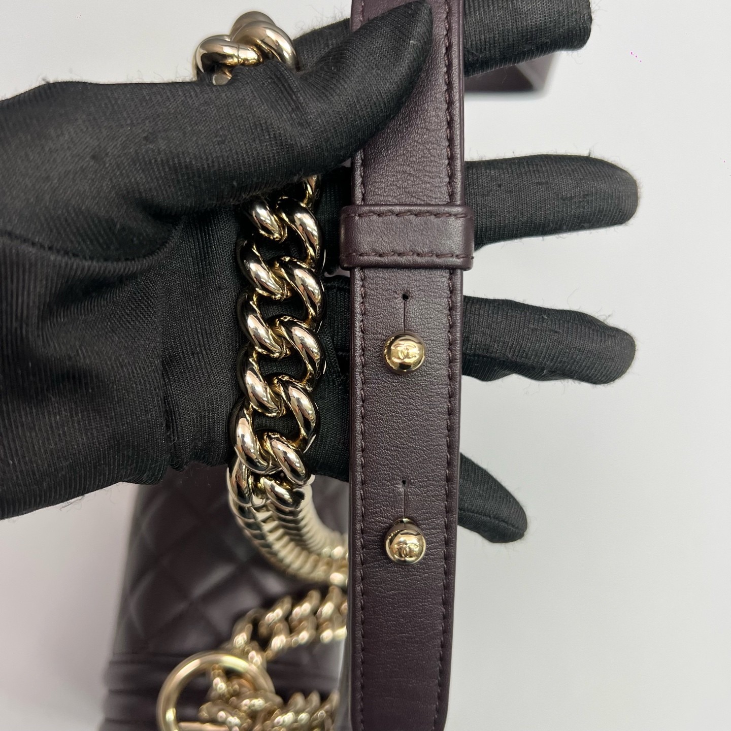 Chanel Le Boy Medium Deep Burgundy Calfskin Crossbody Shoulder Bag Duty Paid