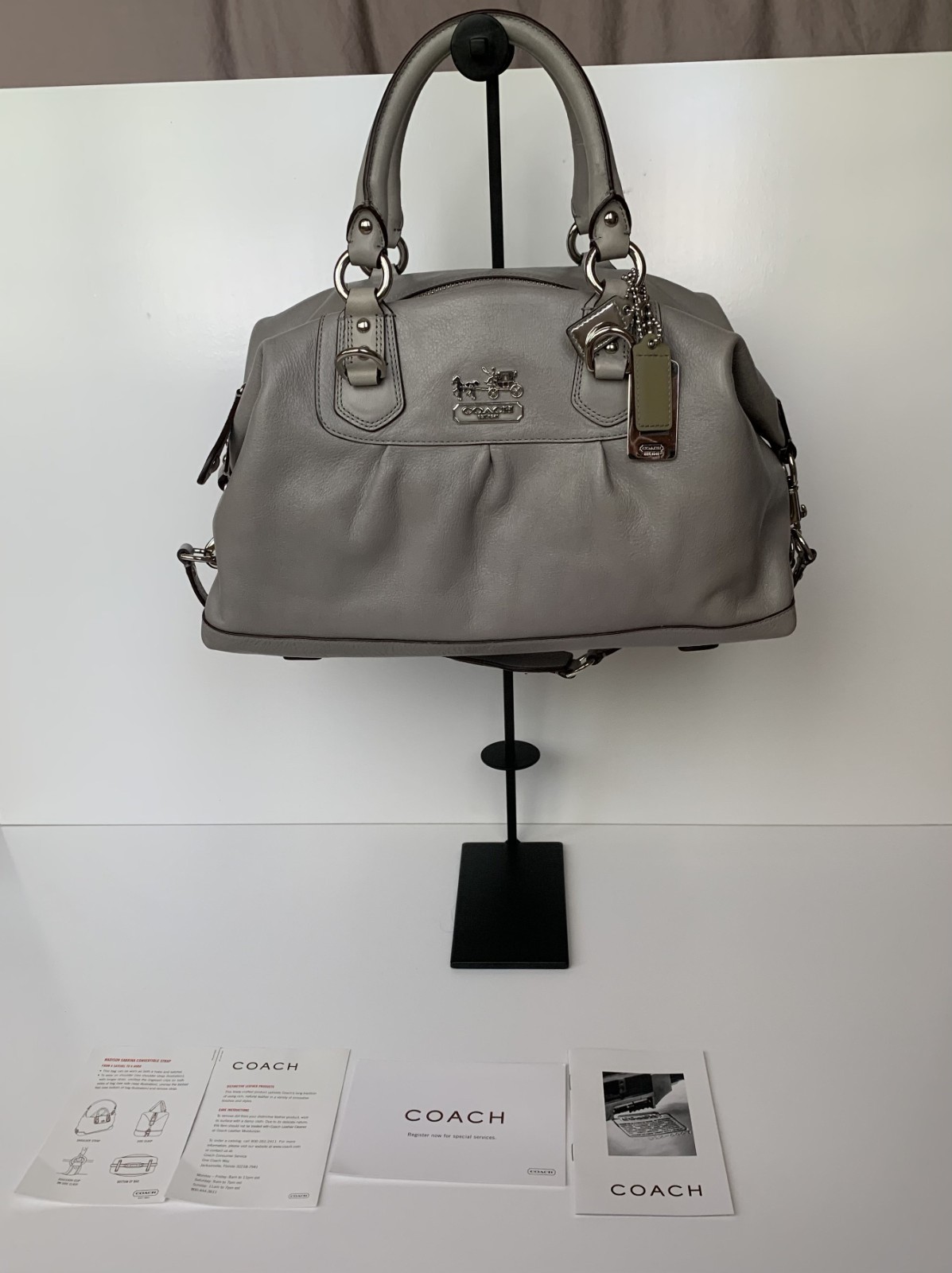 Coach Sabrina 12949 Large Satchel Distressed Gray Leather Bag NWT w/ Defects